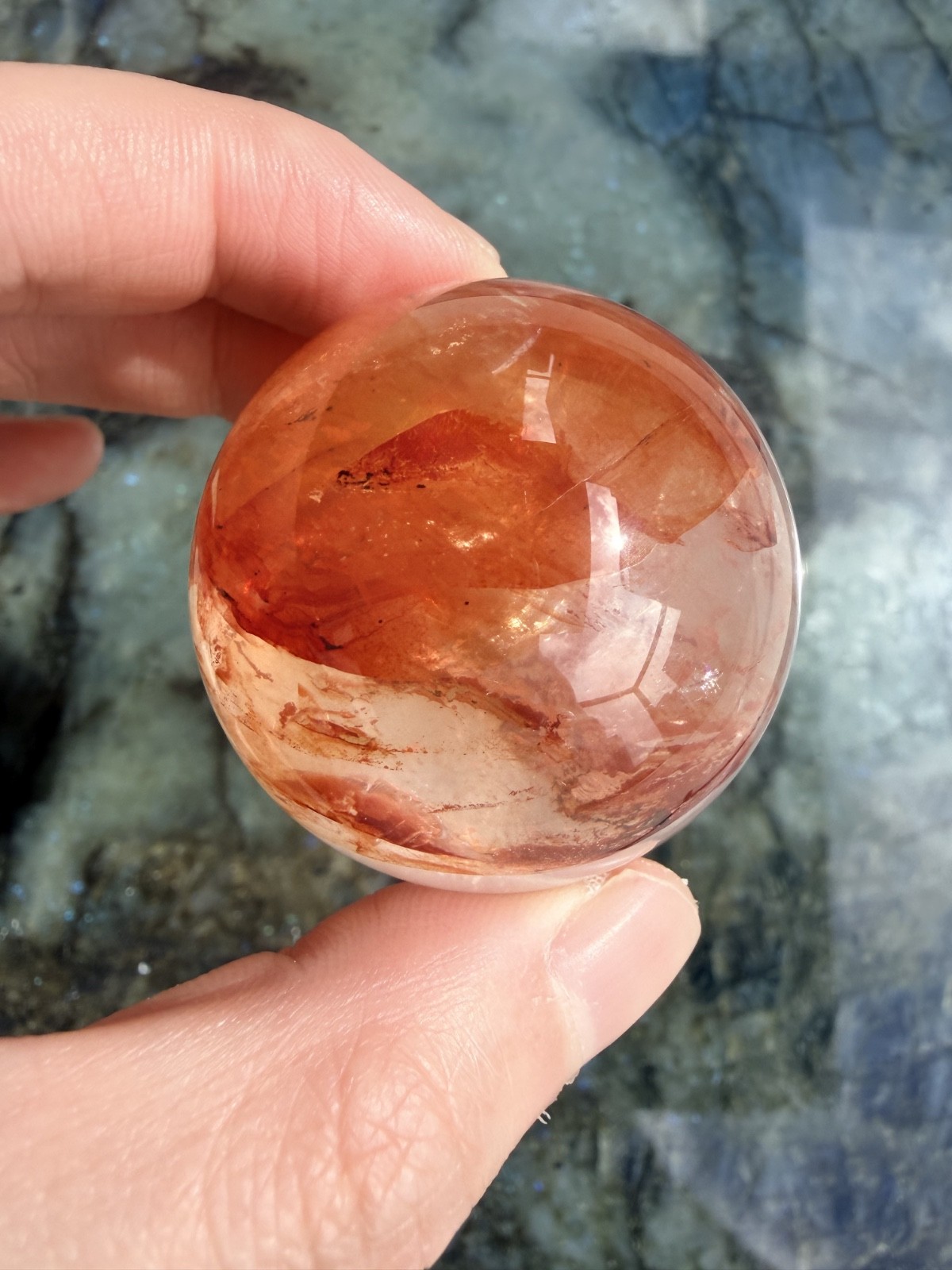 Fire Quartz Crystal Sphere with Asterism and Rainbows From Brazil | 1.7″
