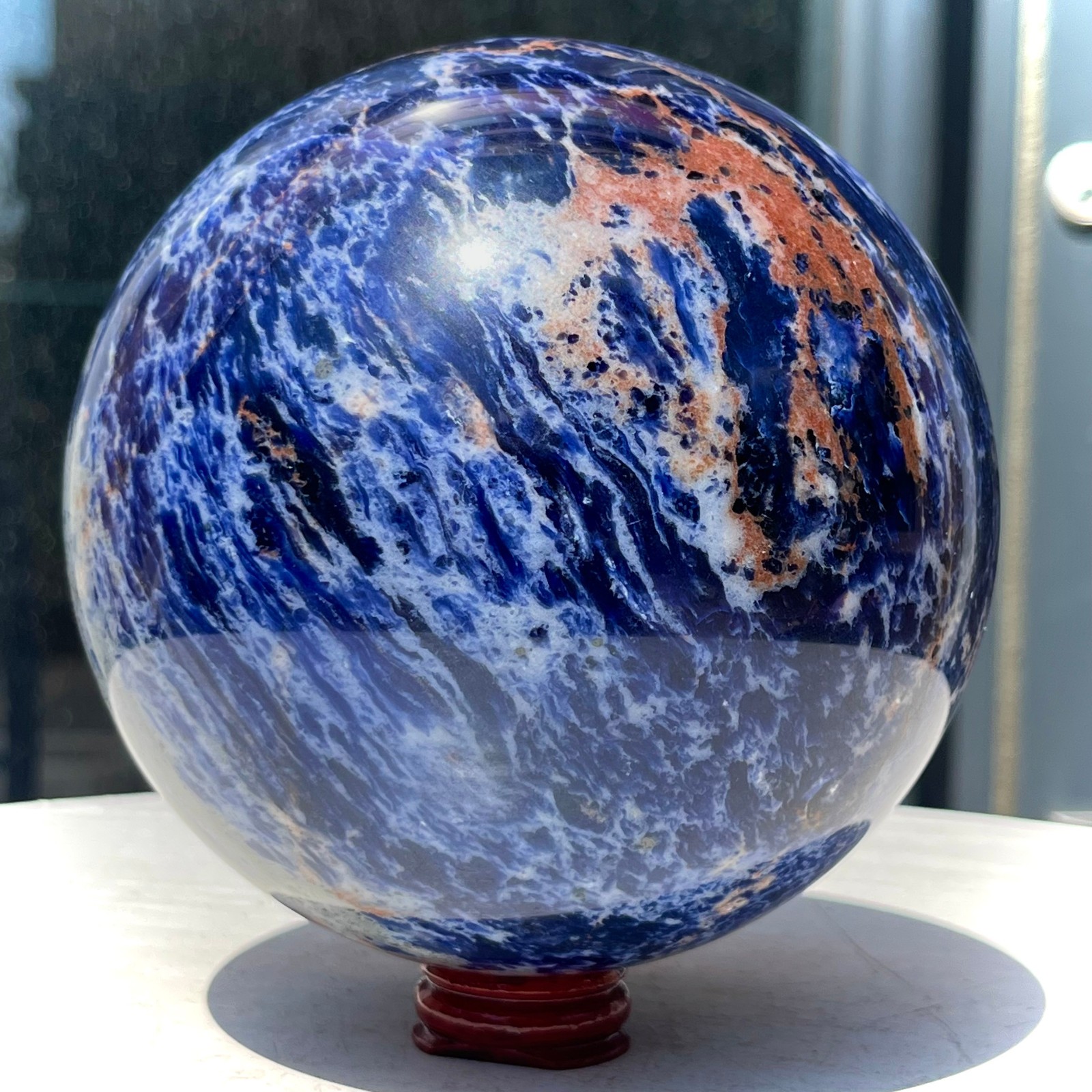 Natural Blue Sodalite Sphere Crystal Ball Healing Stone Reiki Chakra Gift 5.8 lb