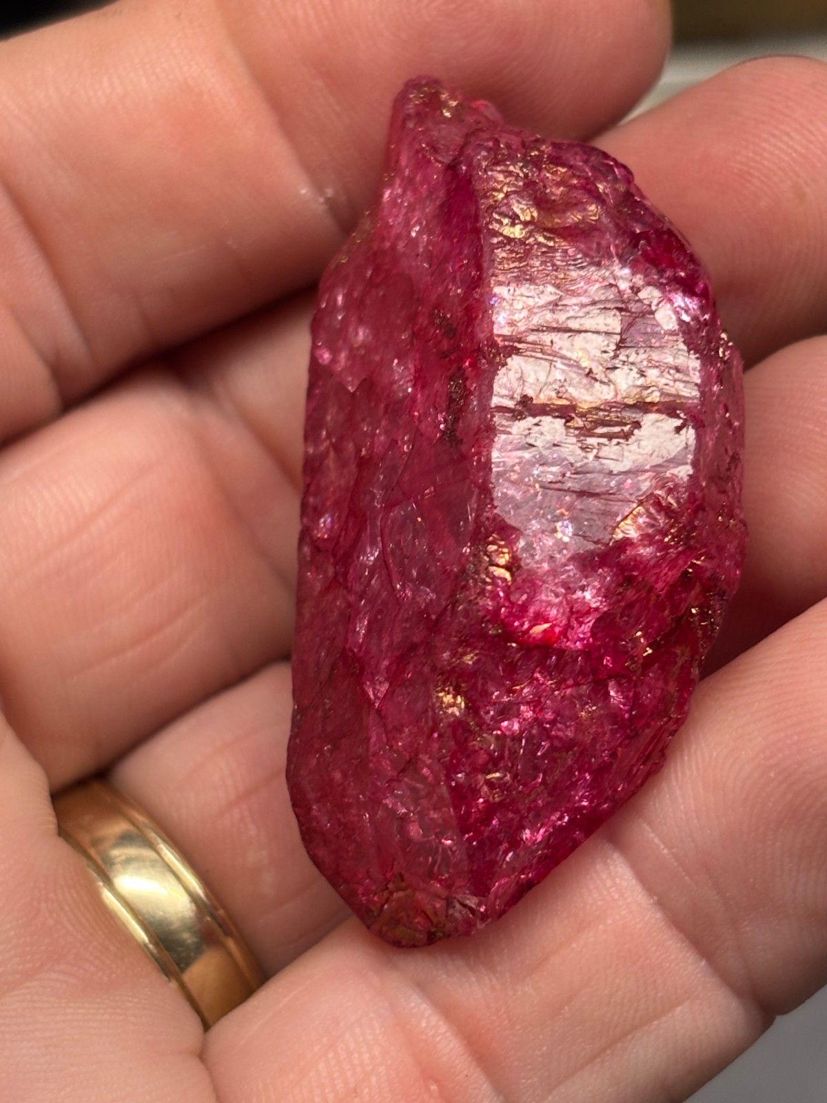 Dyed fractured Quartz crystal RUBY CORUNDUM ?? Wicca Pagan Mystic OCCULT