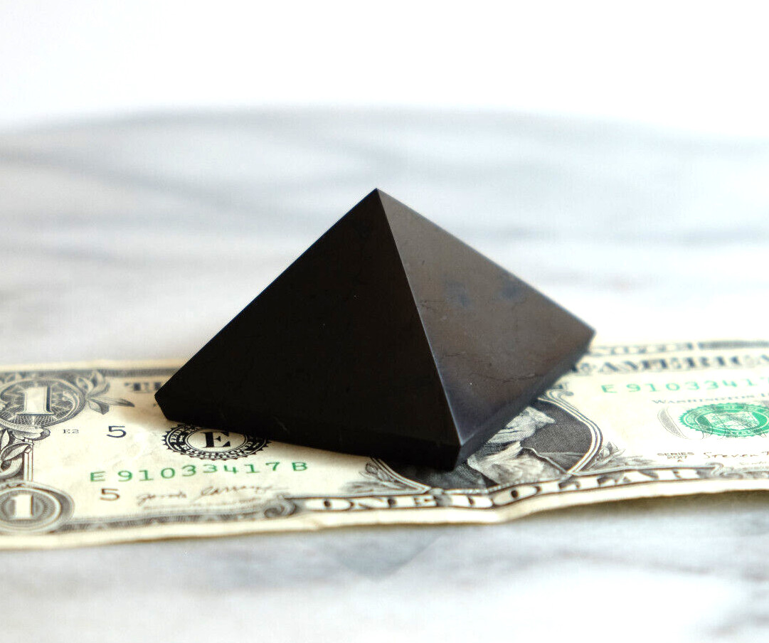 Shungite Pyramid 5cm 50mm 1.97 inch base 1.5 inch sides Polished Karelian