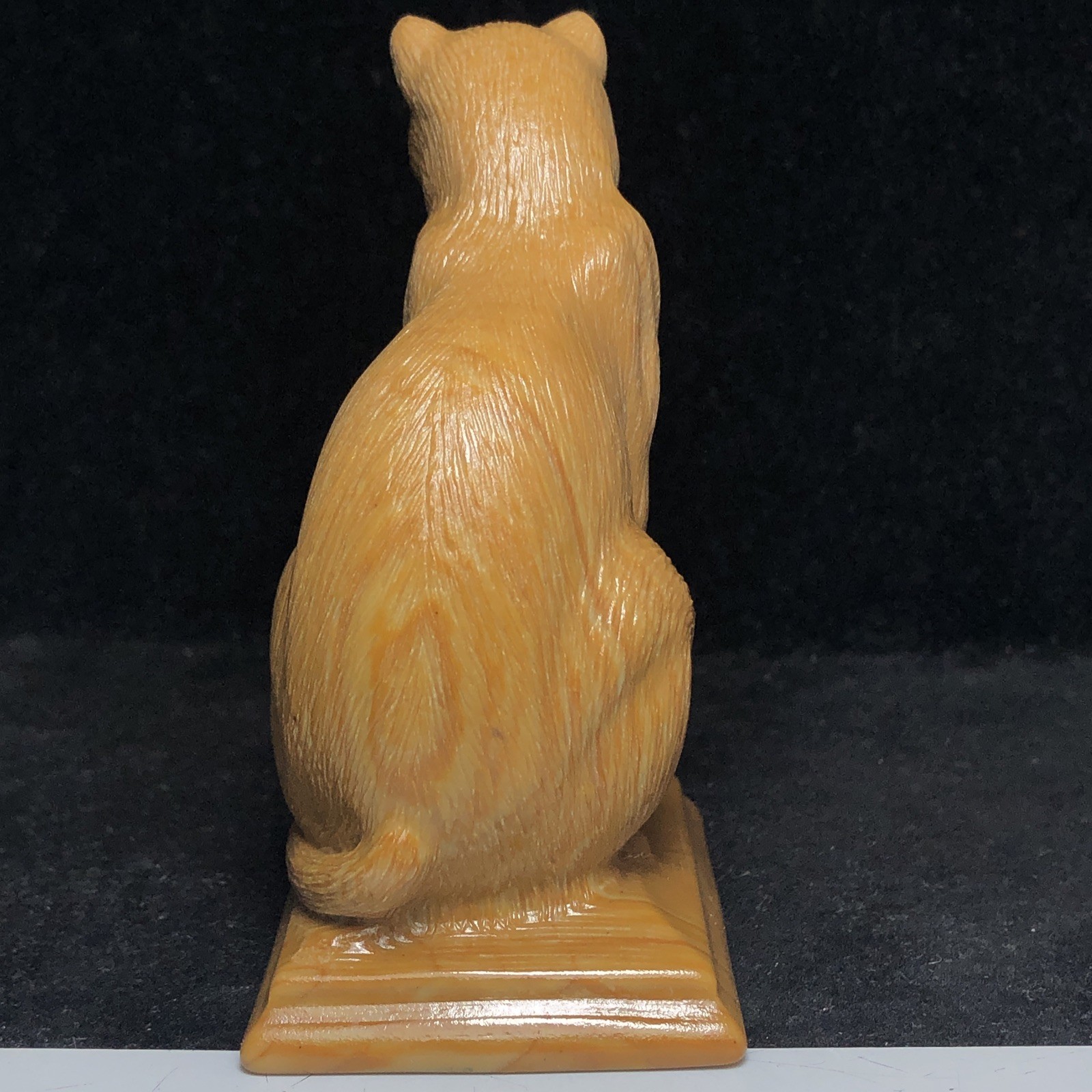 Hand Carved Natural Songhua Stone Quartz Cat Sculpture Signed Collectible Art.