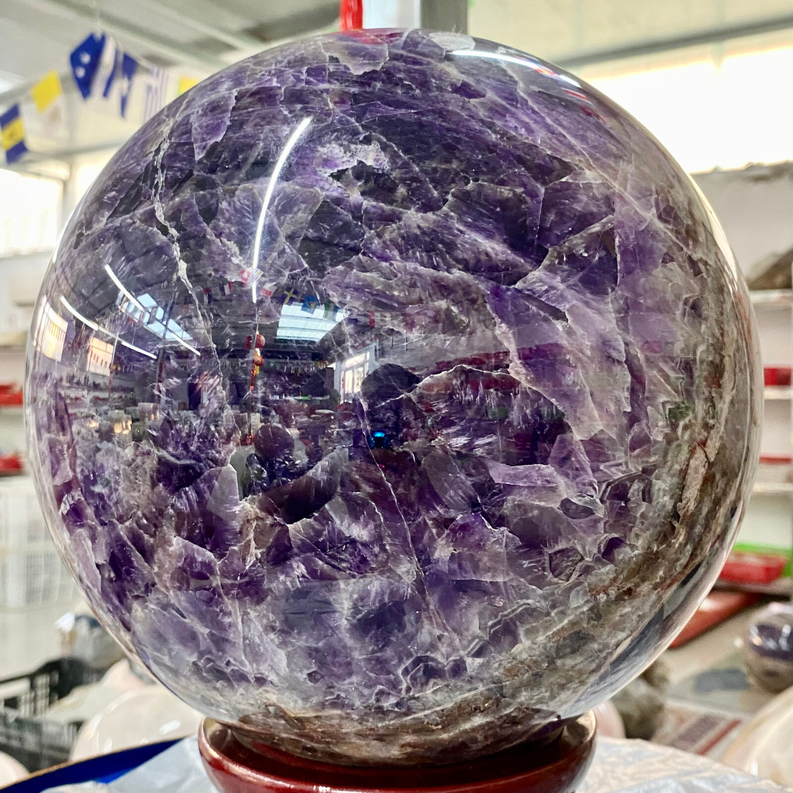 49.9LB Large Natural dreamy amethyst Quartz Sphere Quarzt Crystal Ball reiki