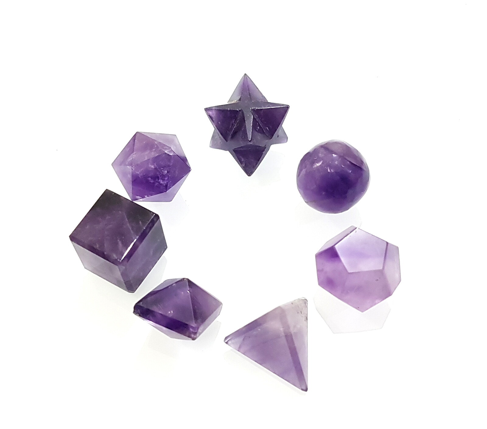 Geometry Set 7 Different Geometry Figures Natural Amethyst Healing Crystal Set