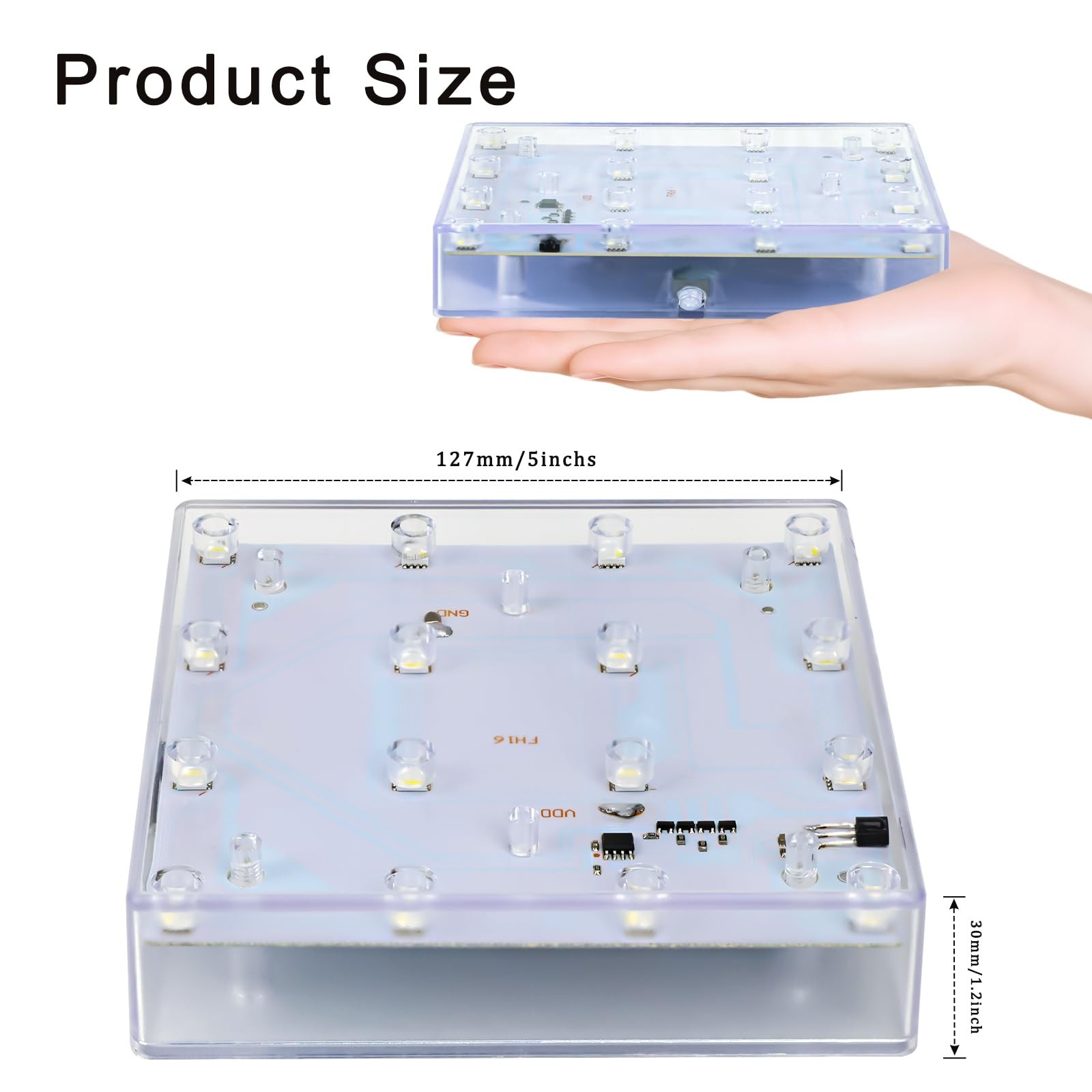 Square LED Light Base with Remote -5 Inch Multicolor Display Pedestal Light B…