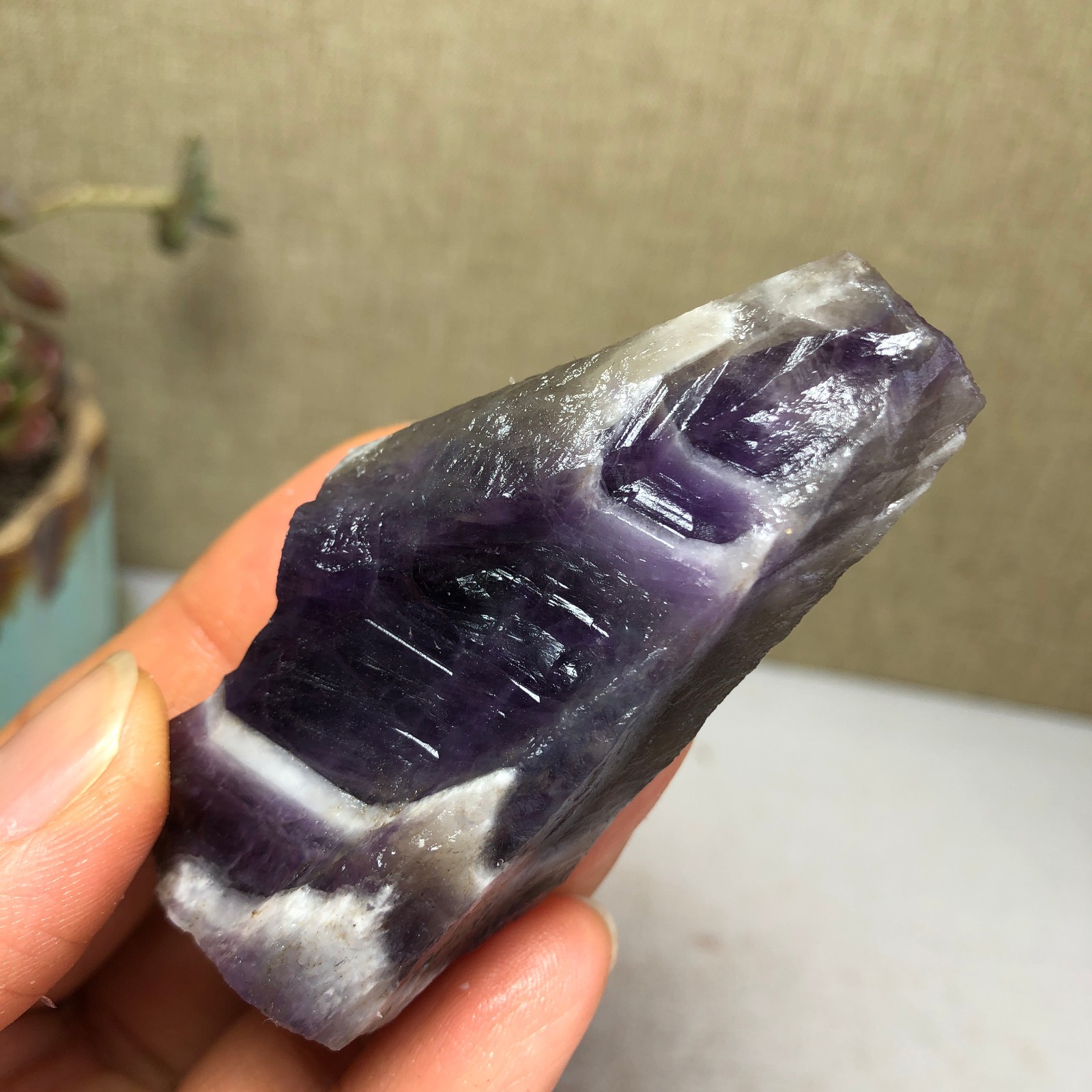 68mm Natural Dream Amethyst gemstone rough Crystal uncut specimens 66g A3822