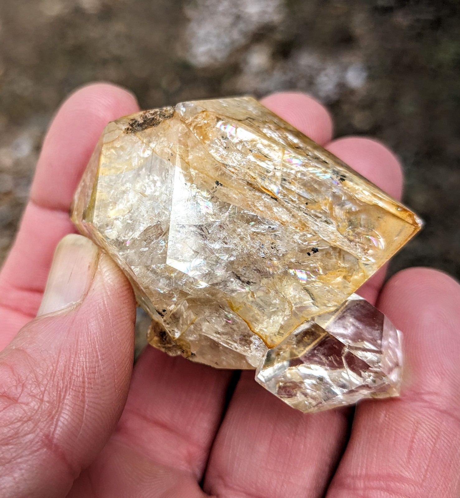 83g Double Terminated Golden Herkimer Diamond With Multiple Rider Crystals