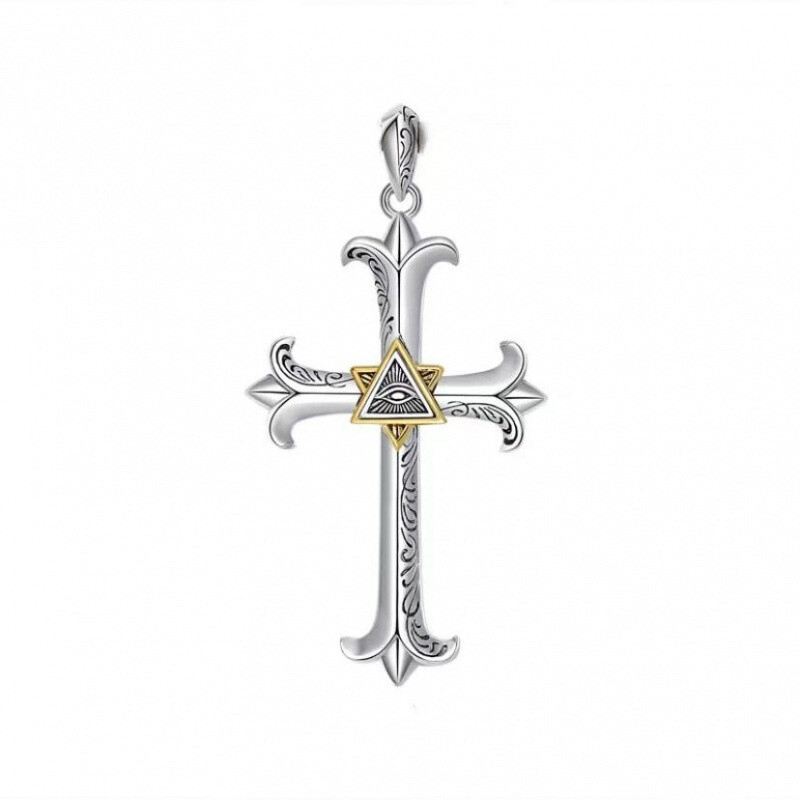 Fashion Jewelry Silver God’s eye Pendant Men women Cross Necklace Gift 1PC