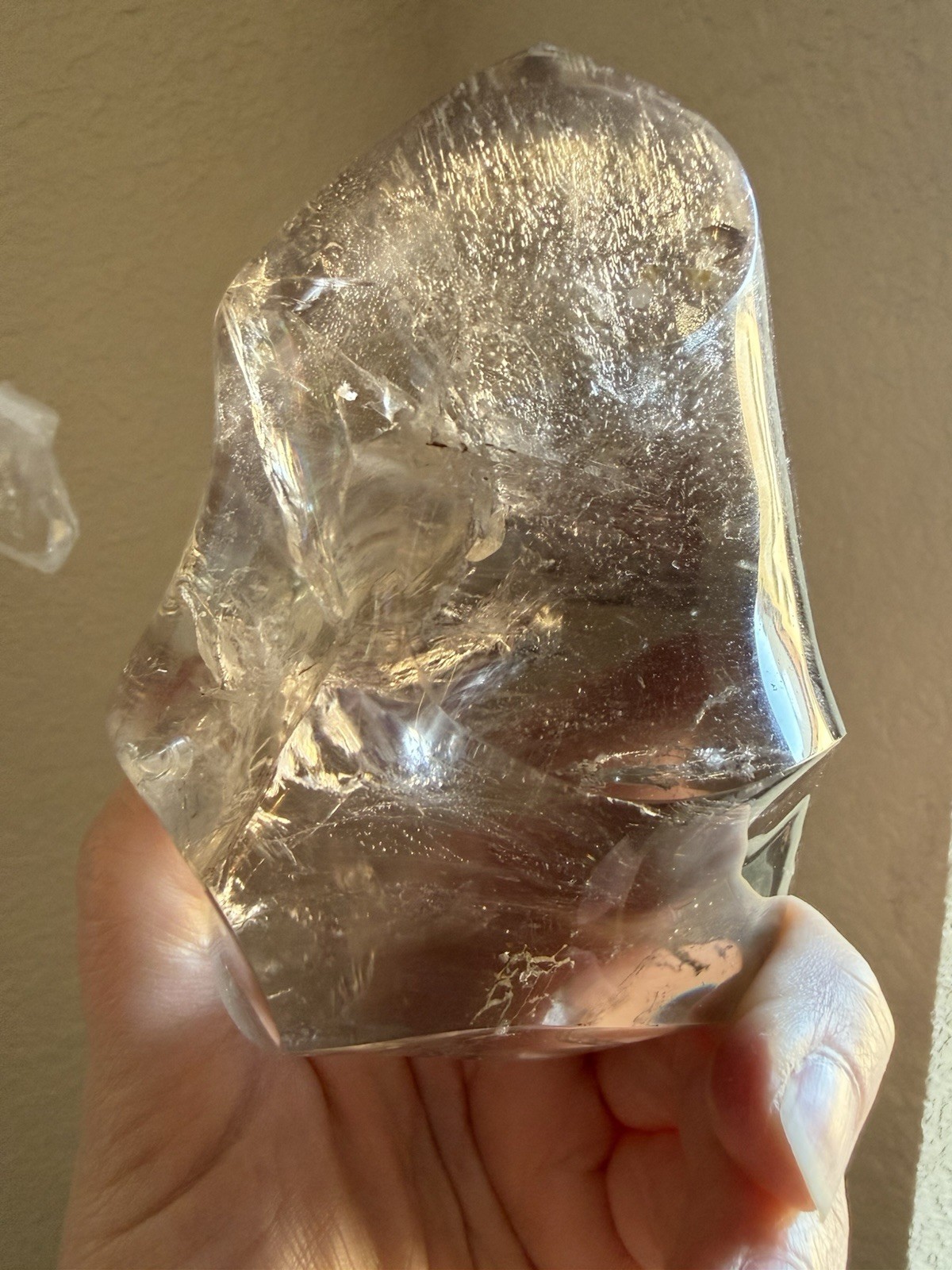 1lb 3.5oz Smokey Quartz Crystal Flame Polished Freeform Translucent 4inch Tall