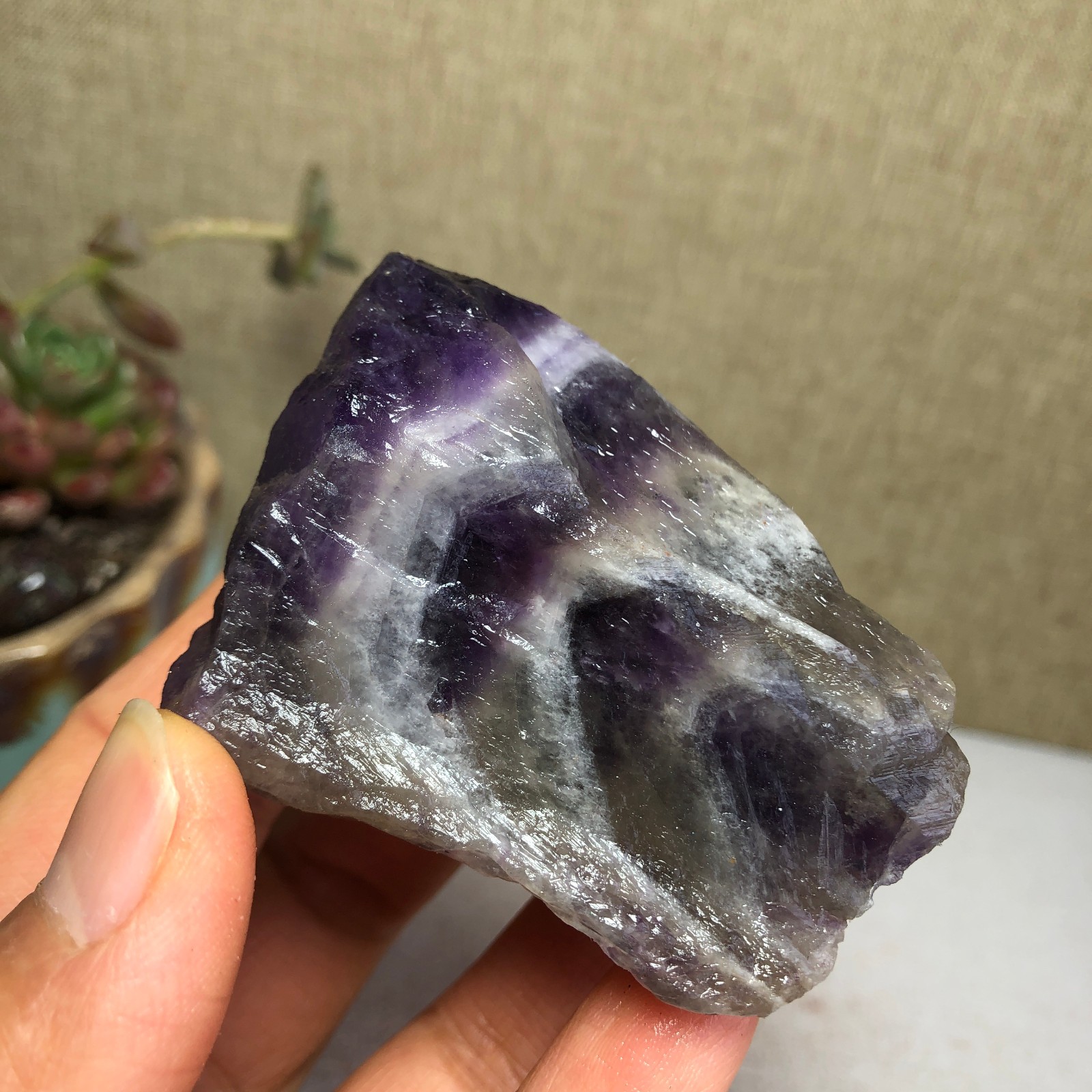 58mm Natural Dream Amethyst gemstone rough Crystal uncut specimens 110g A3813