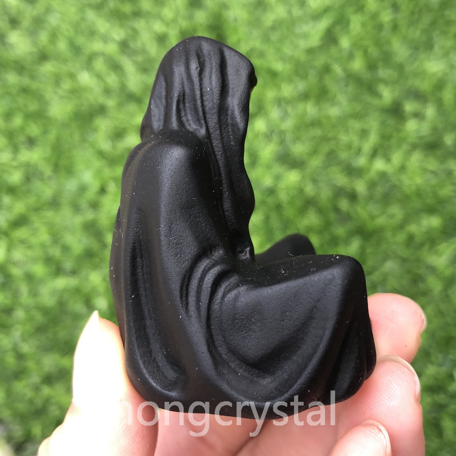 1pc Natural Obsidian Quartz Hand Caved Ghost Skull Crystal Reiki healing