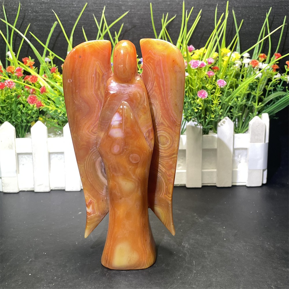 1.8LB 6.5″ Red Sardonyx Agate Angel Carved Crystal Quartz Heal Energy Decor