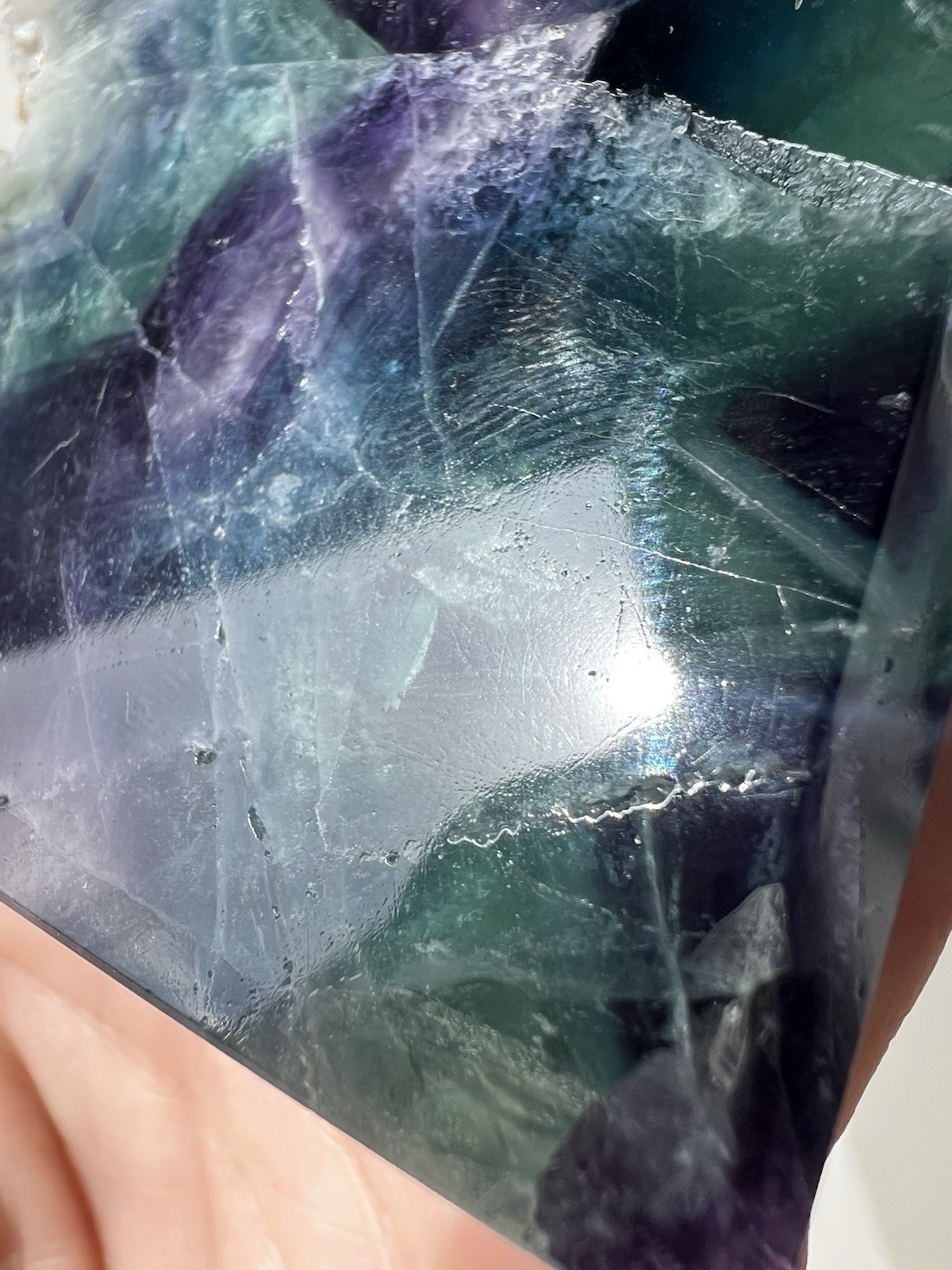 319g – Rainbow Fluorite | Freeform Point |Slab Style with Natural Edge