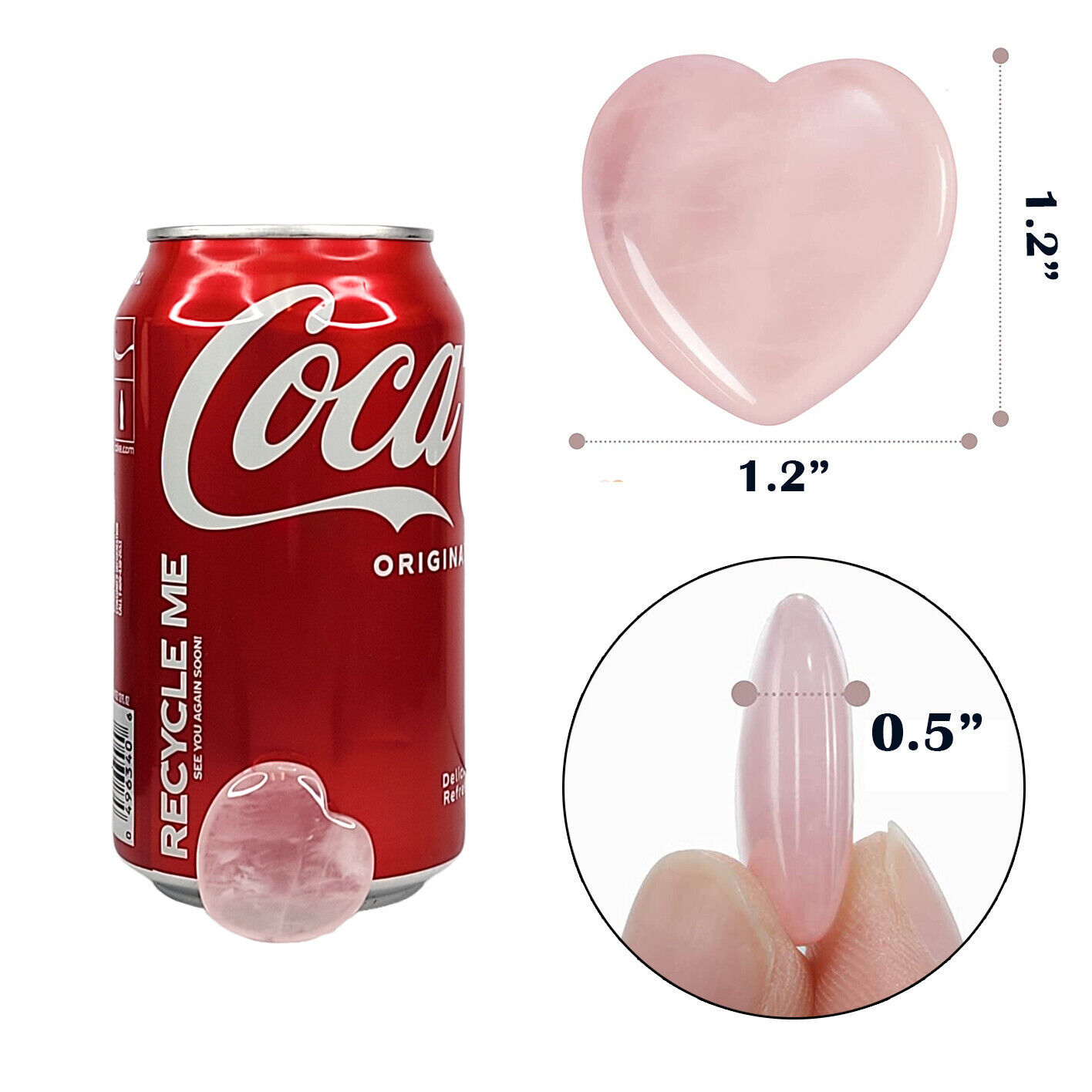 Pink Rose Quartz Crystal Heart Shaped Healing Love Natural Gemstone Gift