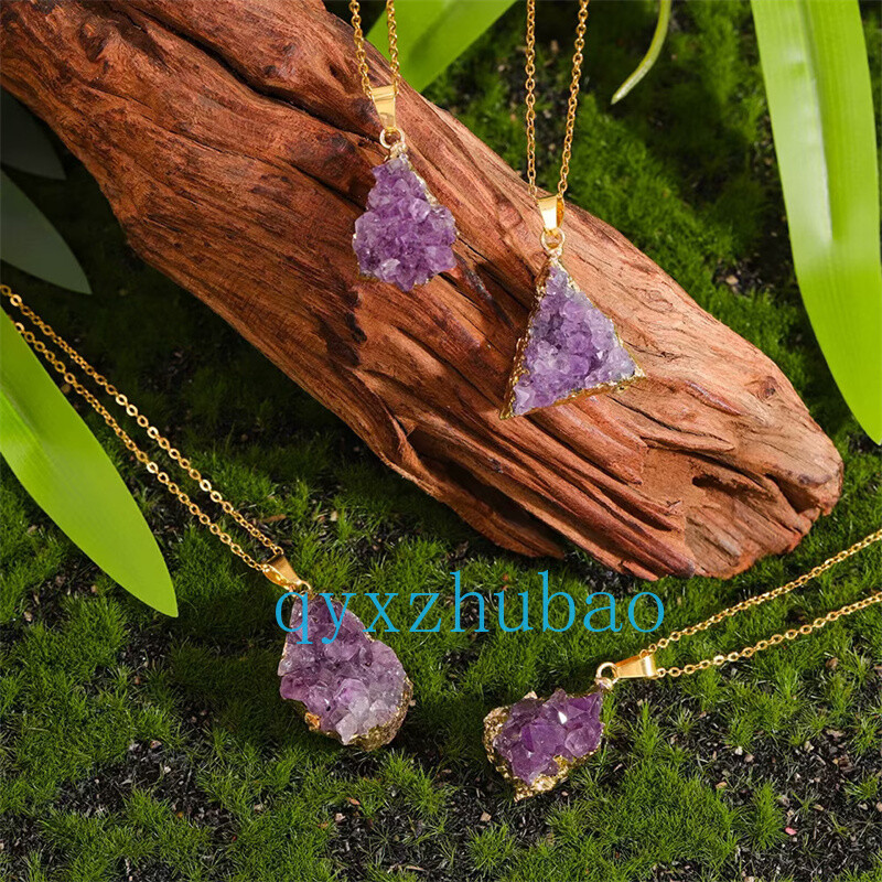1PC Natural Amethyst teeth Pendant Irregularity Quartz Crystal Reiki Healing