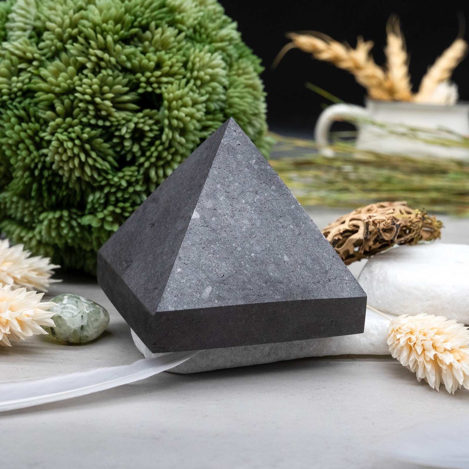 Shungite Pyramid EMF Protection Home Energy Healing Gift Black Decor Crystals