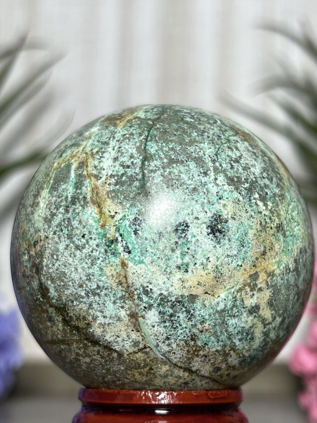 PHOENIX SPHERE – Green Blue Mineral Copper Ore Malachite Turquoise Crystal Orb