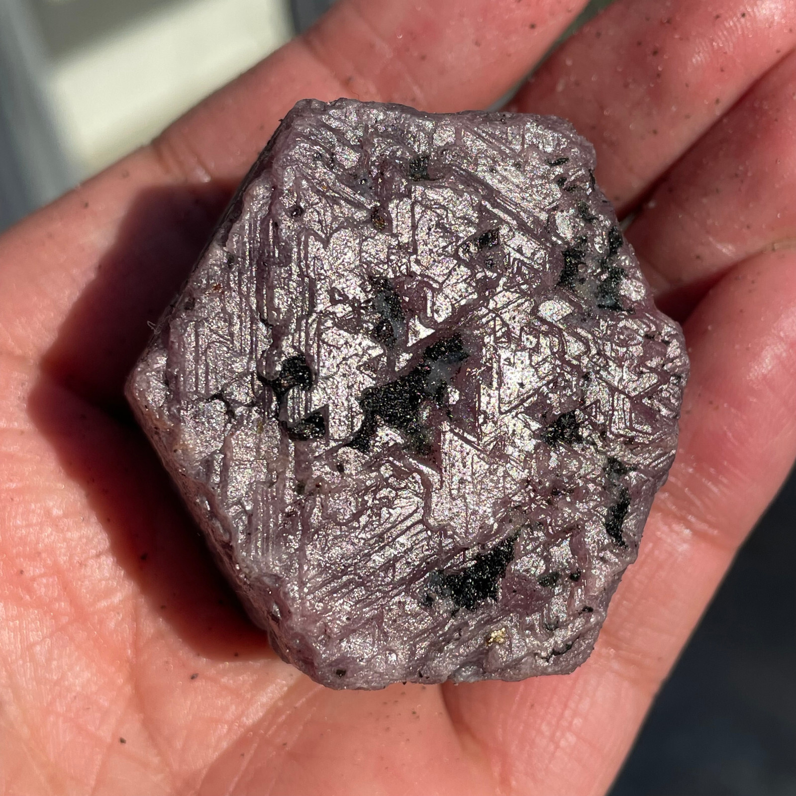 200g Large Natural Hexagon Corundum Ruby Triangular Mark Record-keeper Specimen