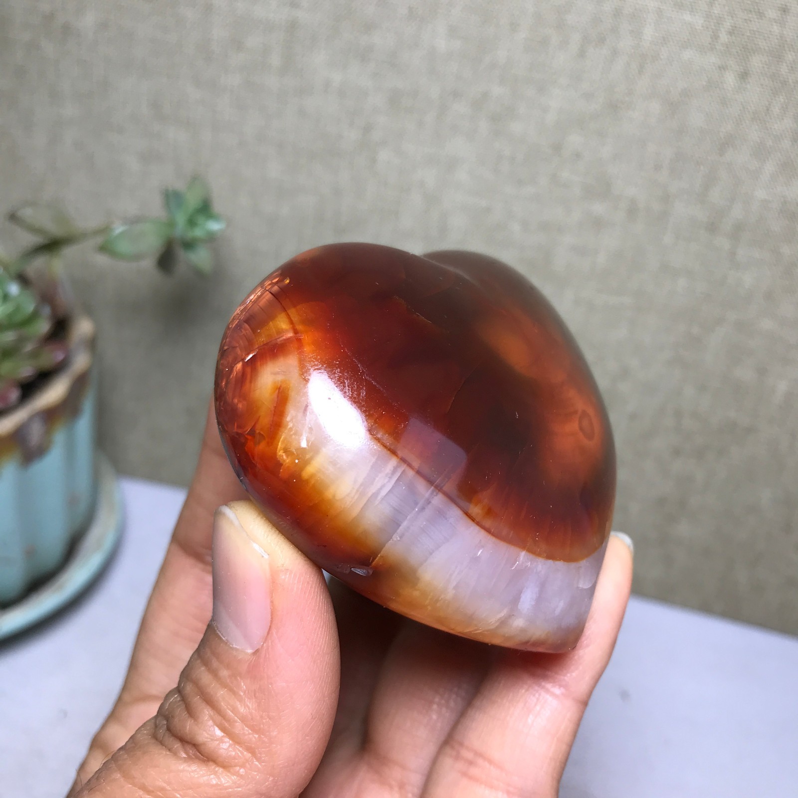 NATURAL red agate heart shaped Hand carved polished Crystal specimen 163g A4102