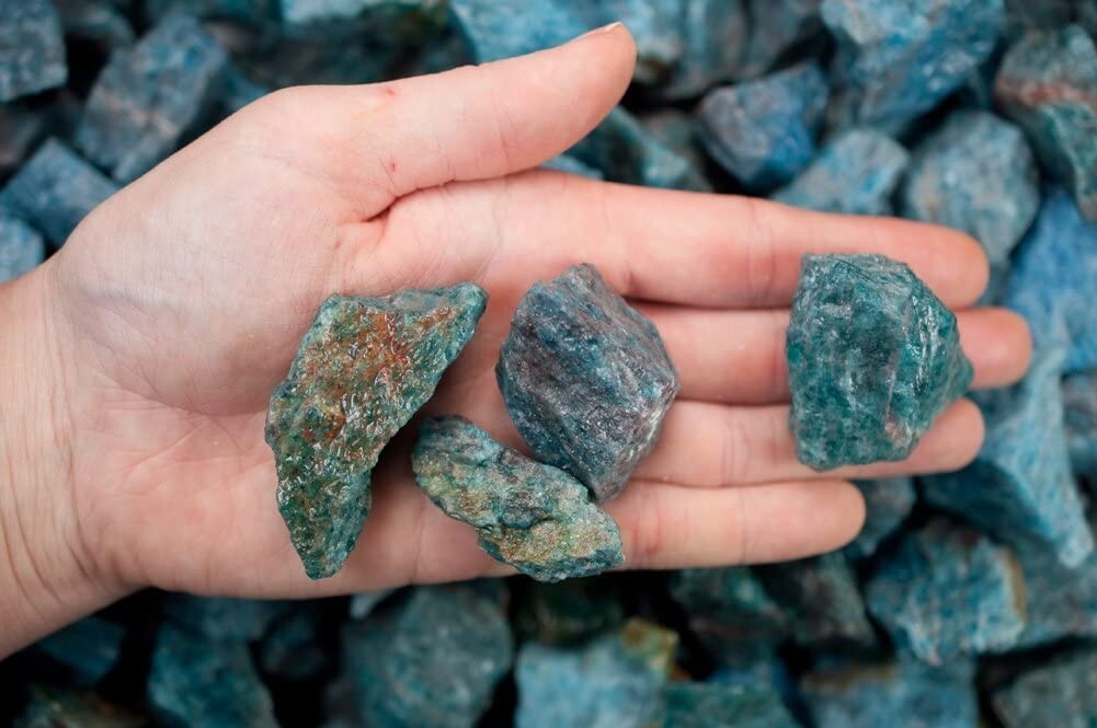 1/4 lb Blue Apatite Rough Stones – Natural Crystal Mineral Specimens Tumbling