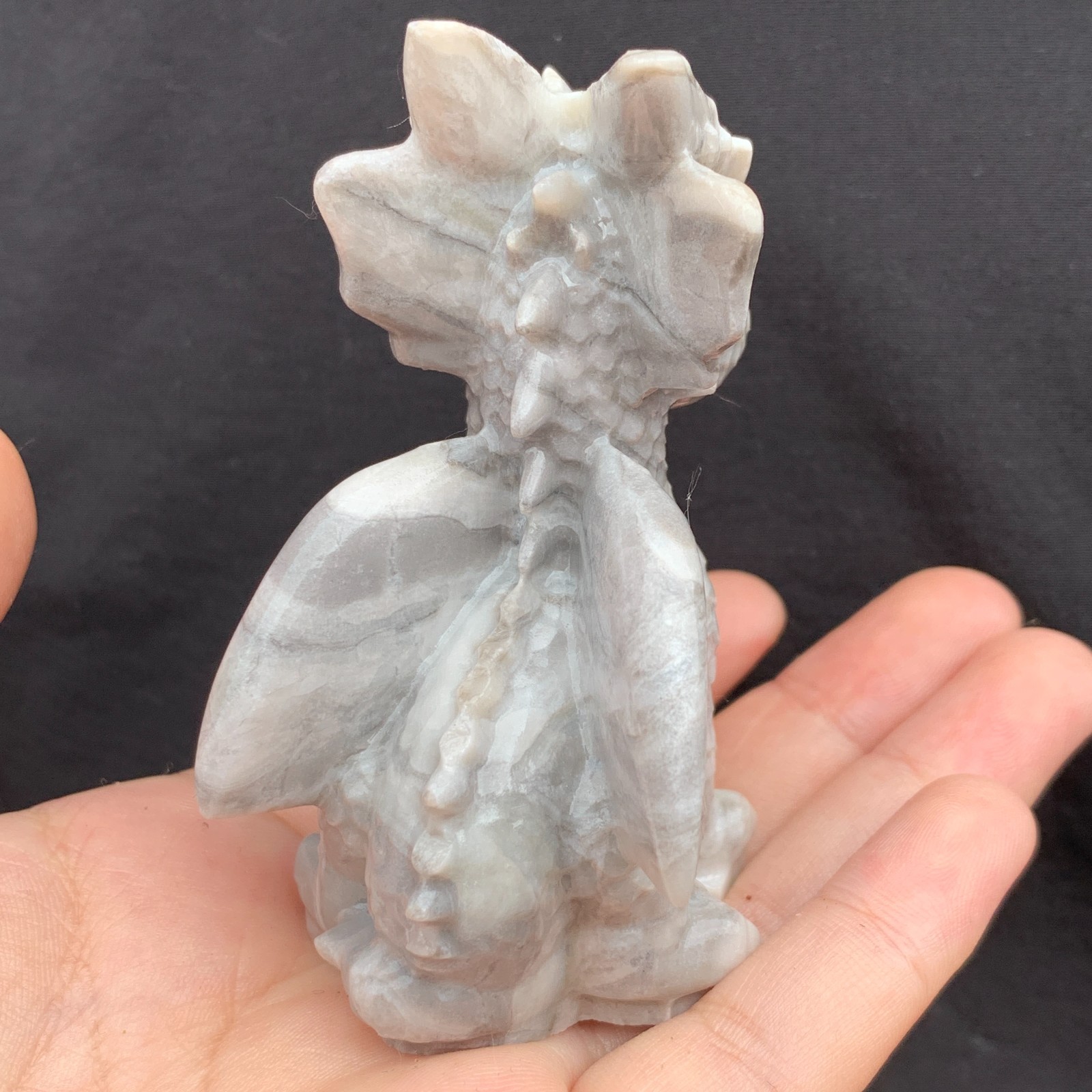 1pc Natural Shellstone Quartz Carved Little Dragon Skull Crystal Reiki Decor