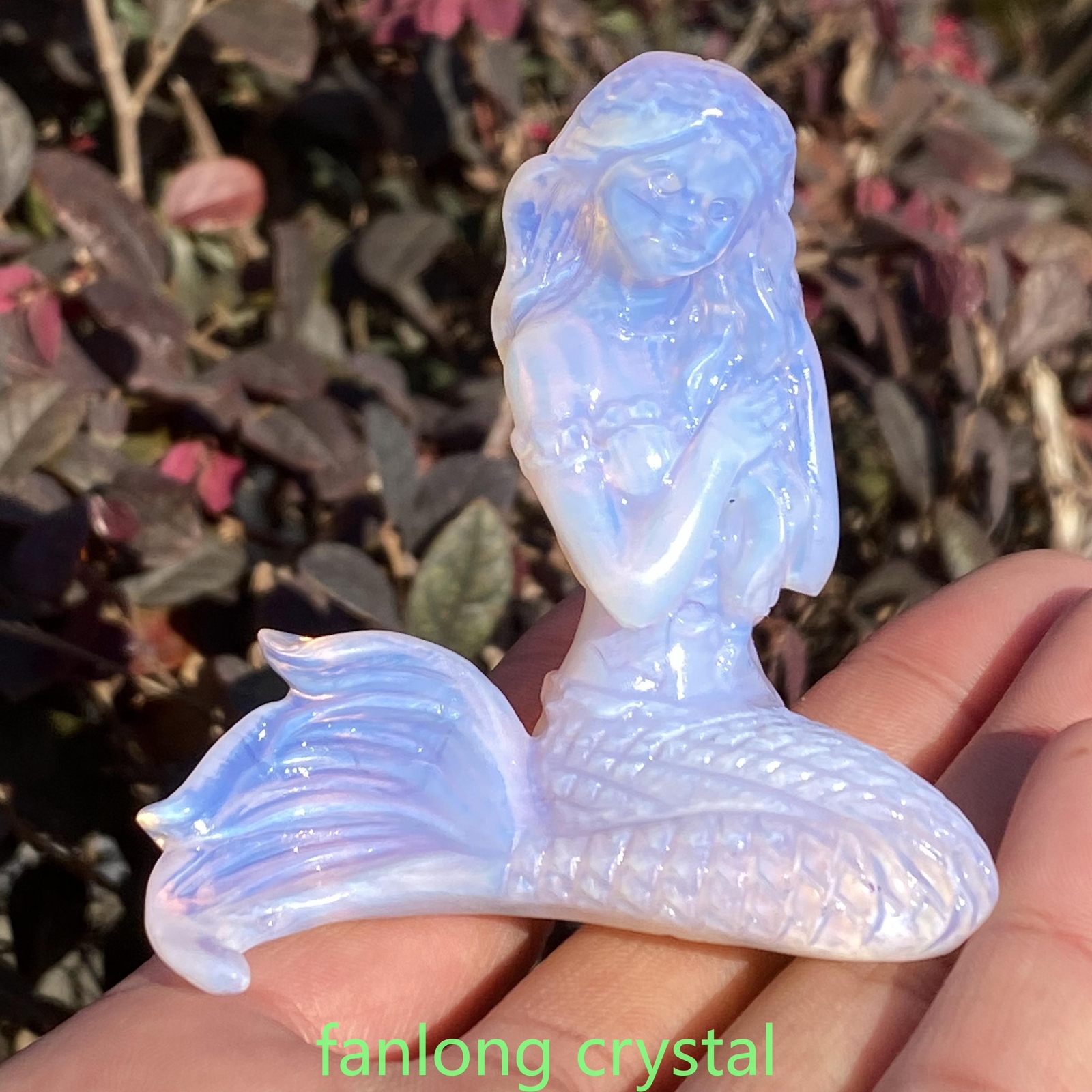 3” pink opalite quartz Crystal Carved Mermaid Skull Reiki healing Random 1pc
