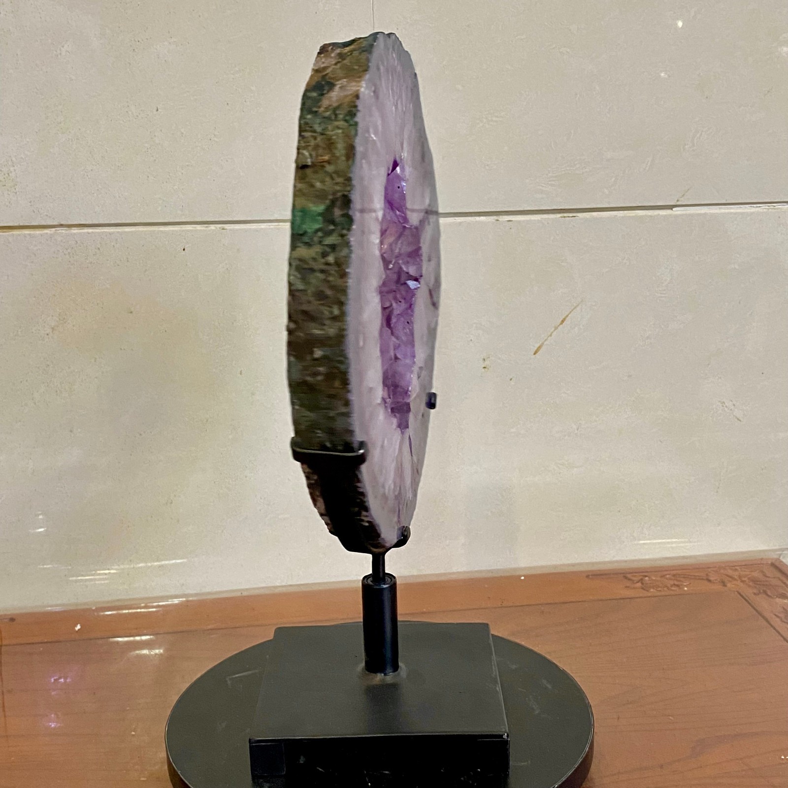 8.04LB Natural Amethyst Cave Crystal Slice Crescent shaped Hand Cut Repai
