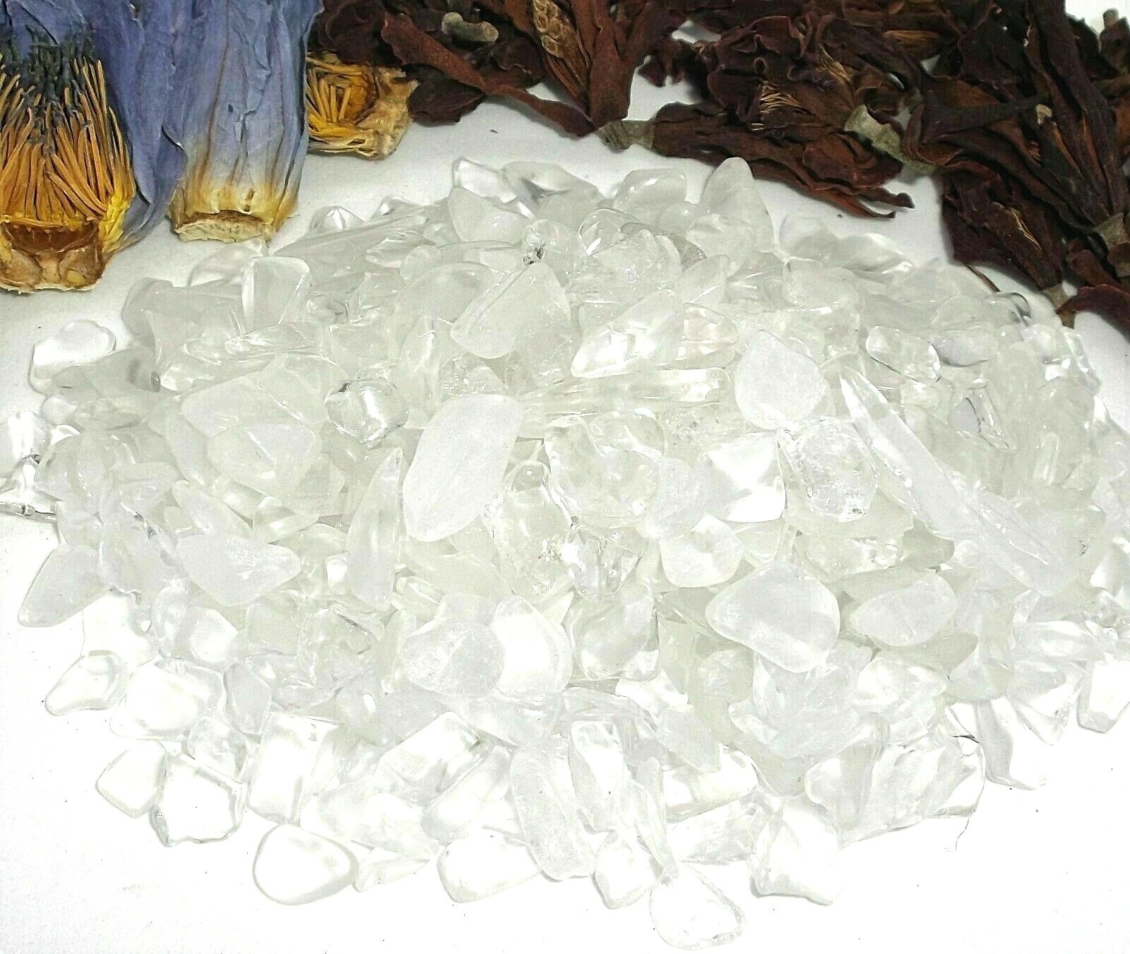 CLEAR QUARTZ Mini Gemstone Chips Candlemaking Orgonite Wicca Roller Crystals