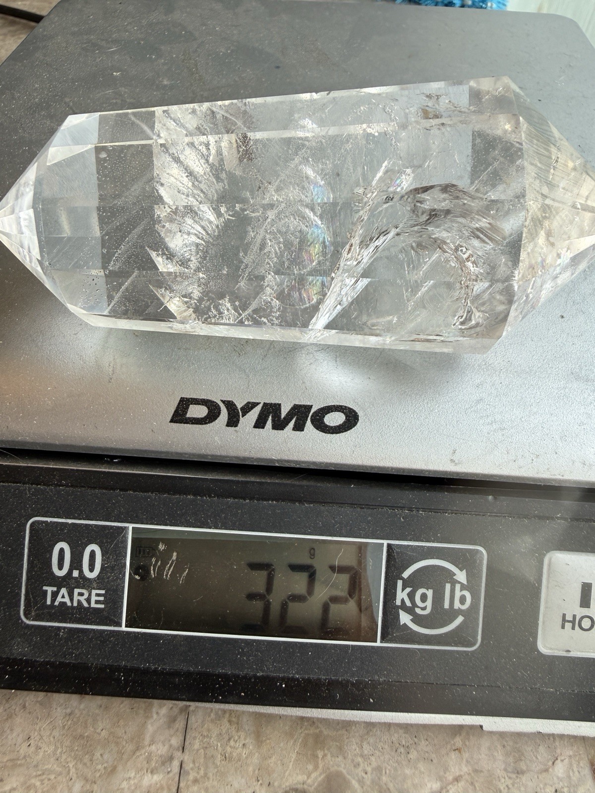Clear Quartz Crystal Wand Double Terminated Prism Rainbow Inclusions 322g