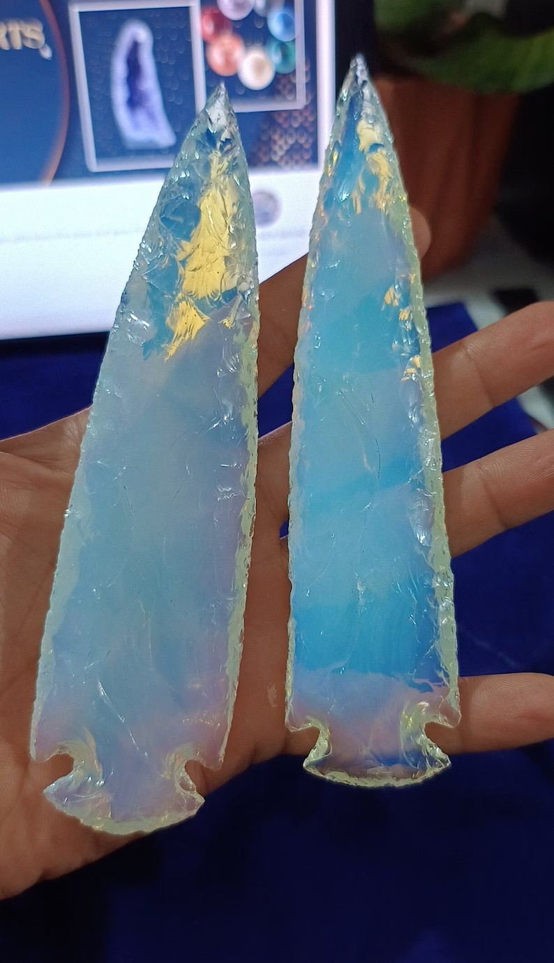 Opalite Spearhead Arrowhead Crystal Healing Gemstone Bead for Jewelry Making.