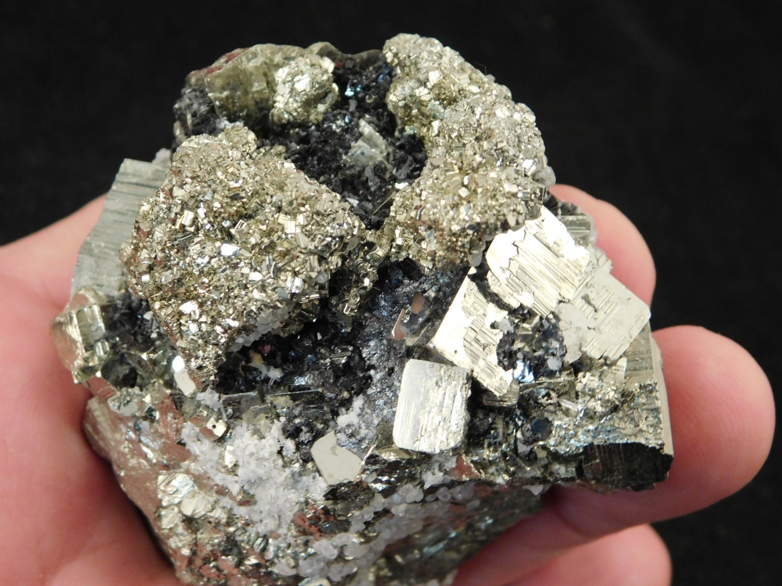 Larger! PYRITE CUBE Cluster with Sphalerite 100% Natural From Peru 289gr