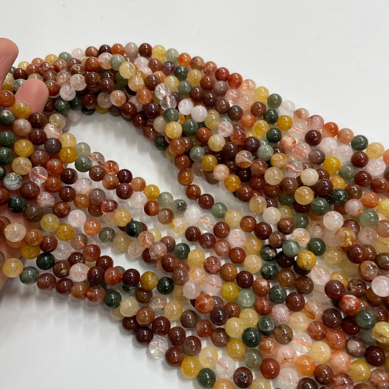 8mm Multiple colored crystals round bead crystal string, 1 strand