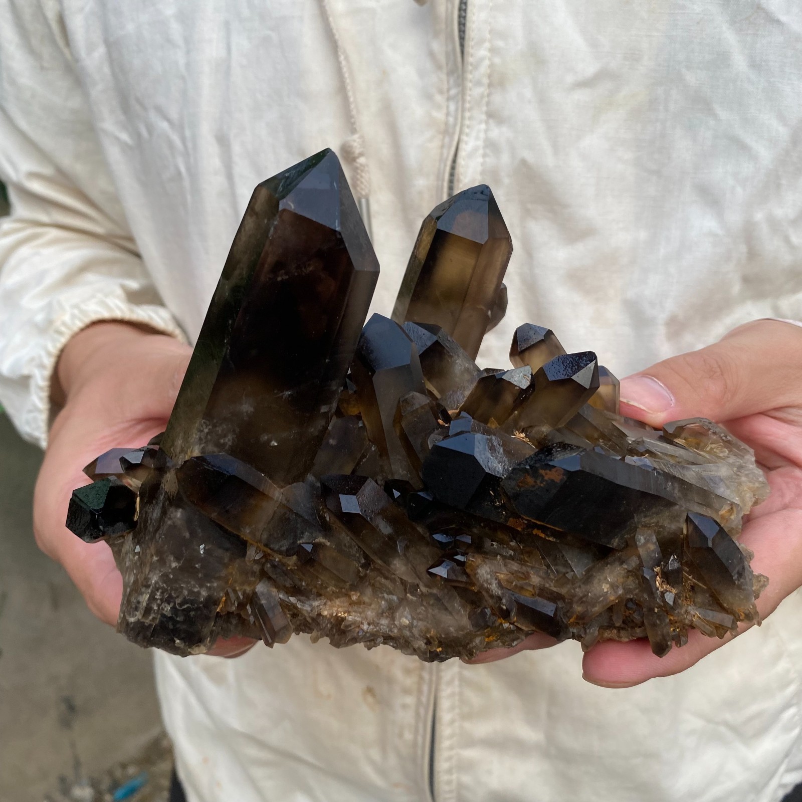 1250G Natural Smoky Black Quartz Cluster Crystal raw Specimen Healing