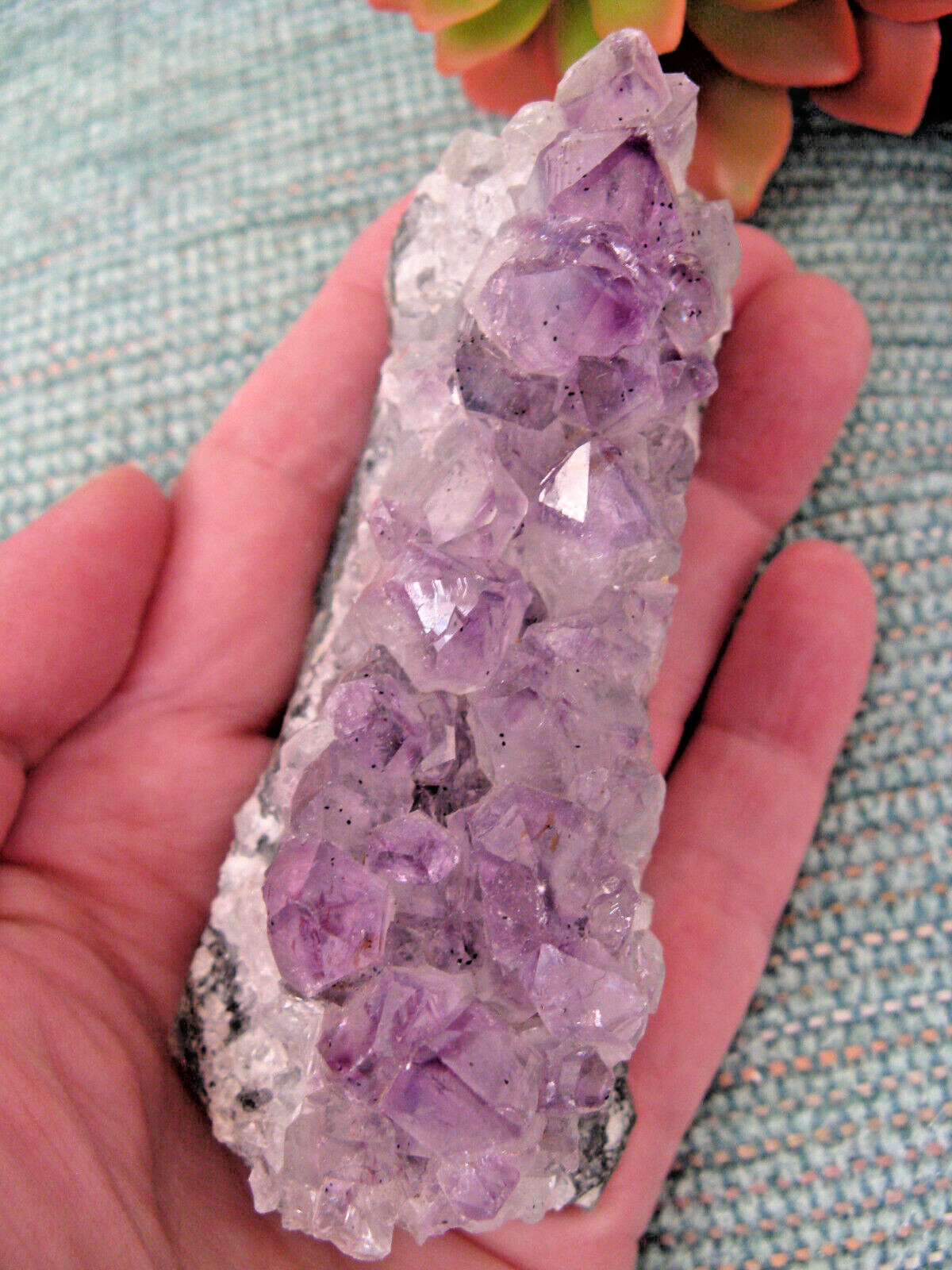 NEW XL NATURAL AMETHYST DRUZY GEODE CLUSTER WAND w/ CACOXENITE-GOETHITE & MORE