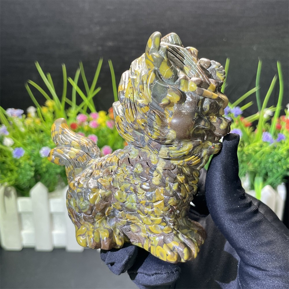 0.9LB 3.7″ Natural Mookaite Jasper Qilin Carved Crystal Healing Energy Decor