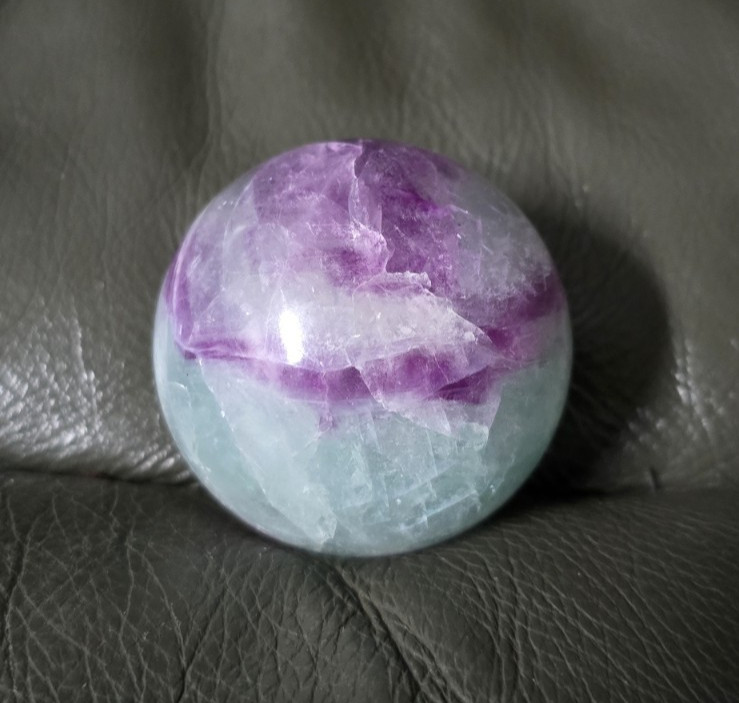 Rainbow Fluorite Sphere 58 MM 287 G Polished Crystal Ball Blue Green Purple