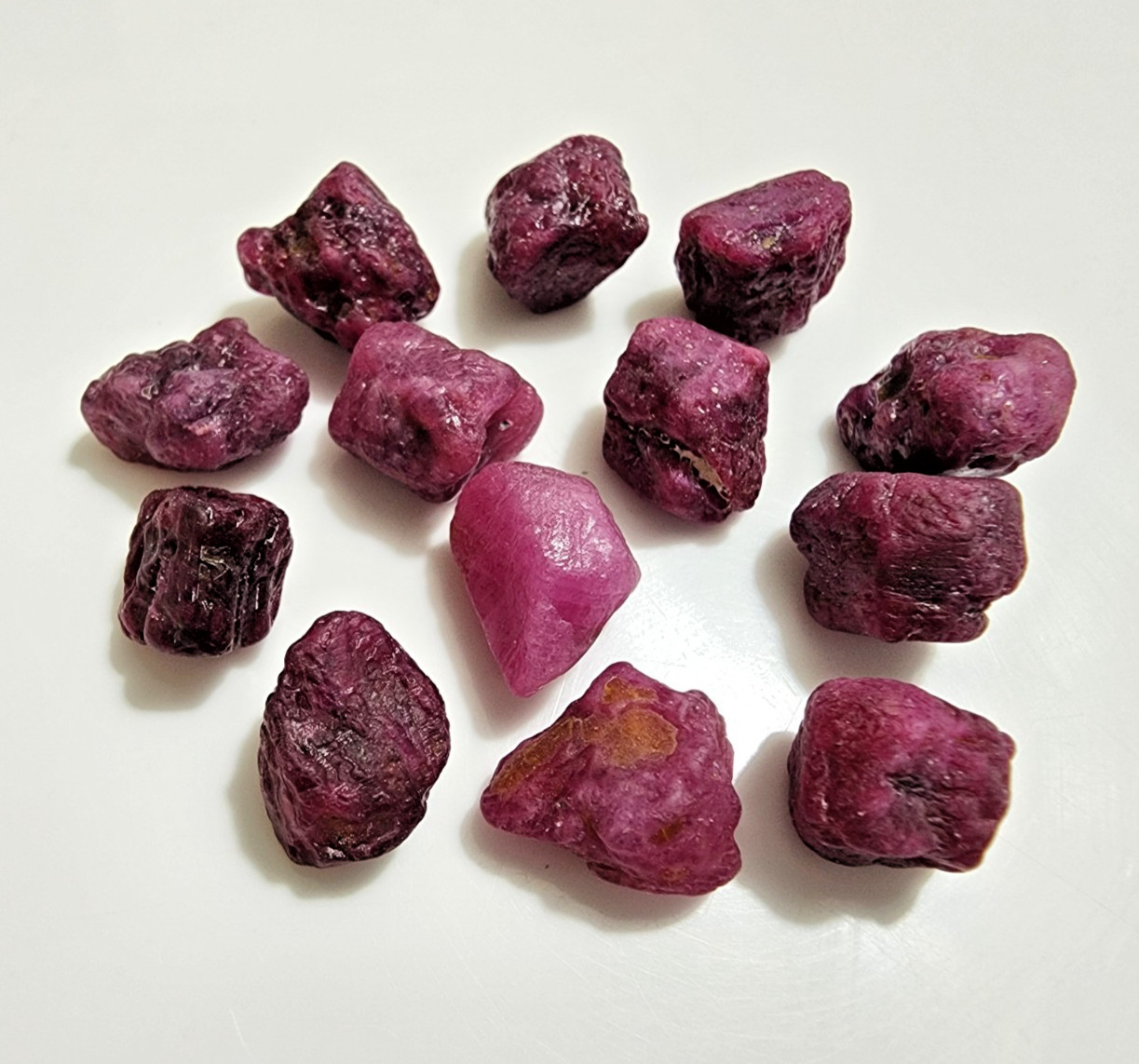 11-13mm AAA+ Red Ruby Rough Natural Lot 13 Pcs Raw Loose Gemstone Crystals Stone