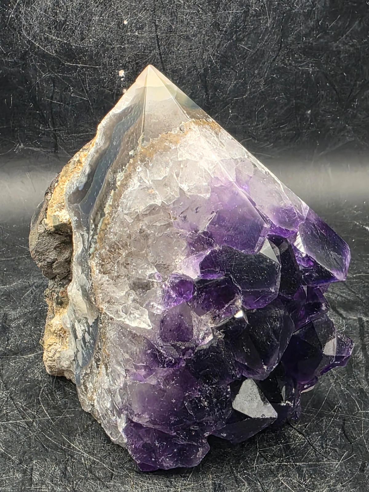 Amethyst Druzy polished top point! 12 ounces, 3 inches tall!