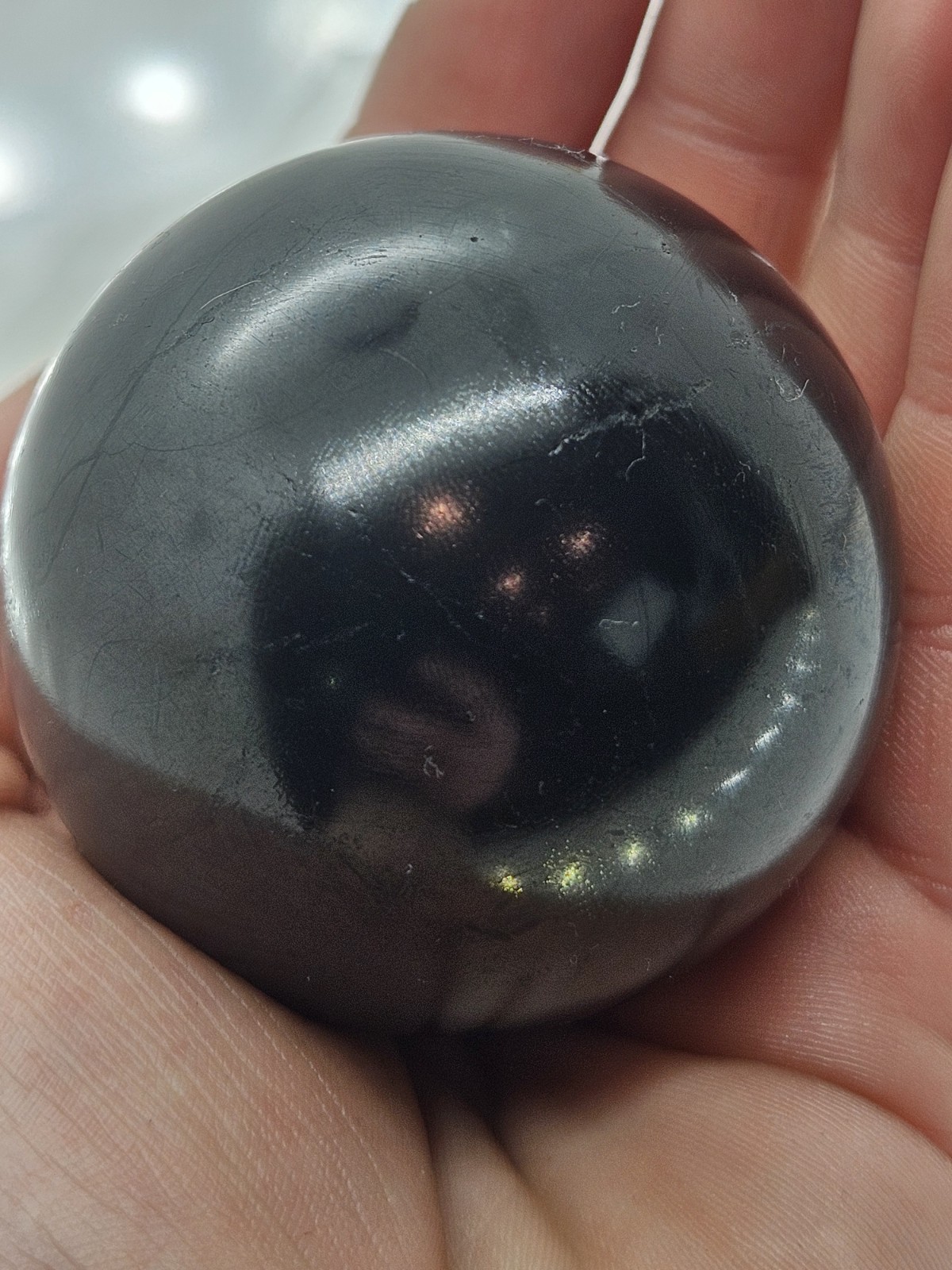 Polished Shungite Sphere – Genuine Carbon Rich Stone for EMF Protection