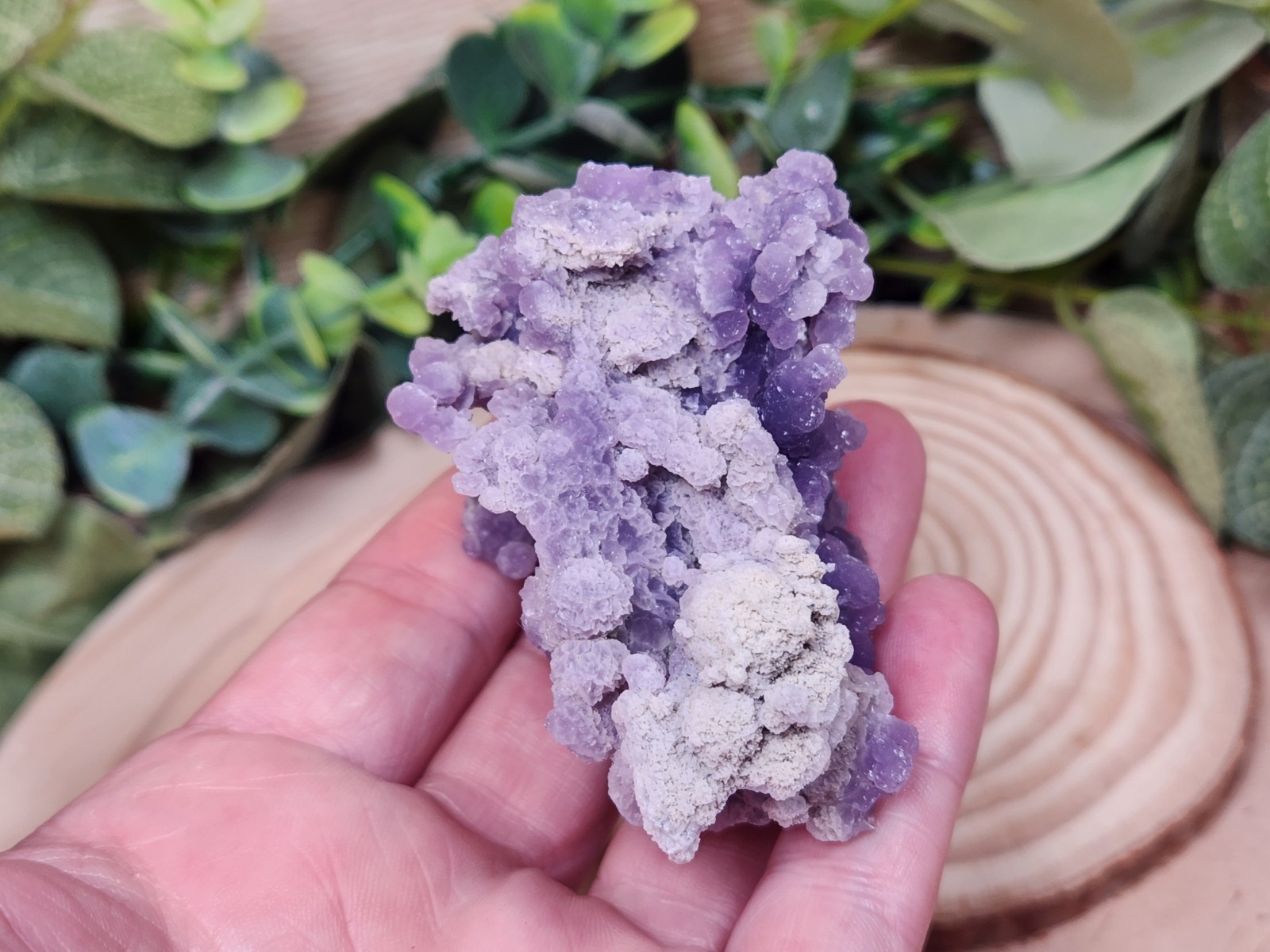 Grape Agate Crystal Cluster Indonesia Purple Botryoidal Druzy 66g 2.5″ Y6