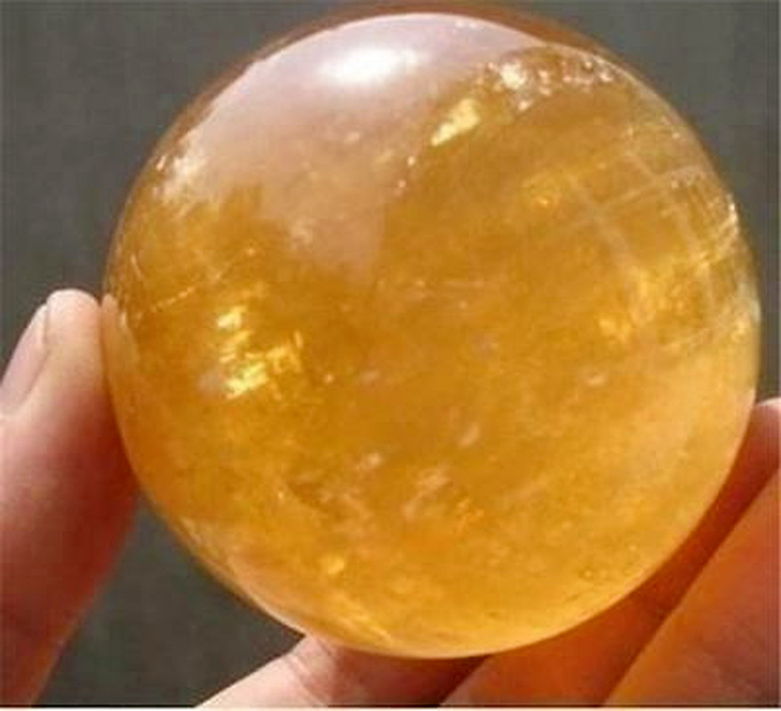 Natural citrine calcium Quartz Crystal Sphere Ball heating aura 30-100mm + Stand