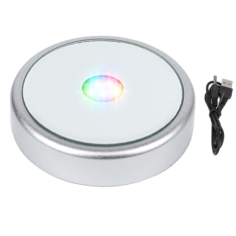 LED Multimodal Multicolor Light Base Silver Lighted Stand for Crystal Art Displa