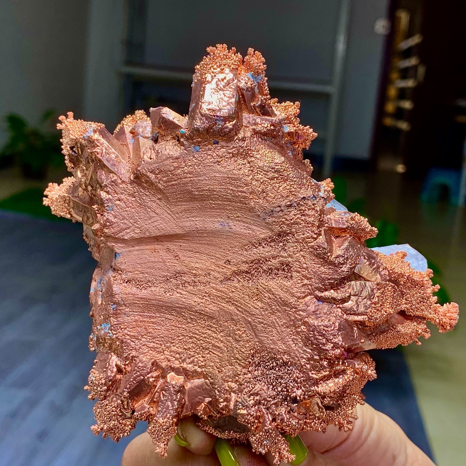 415G Rare iridescent Native Copper with white quartz crystal mineral-symbiosis