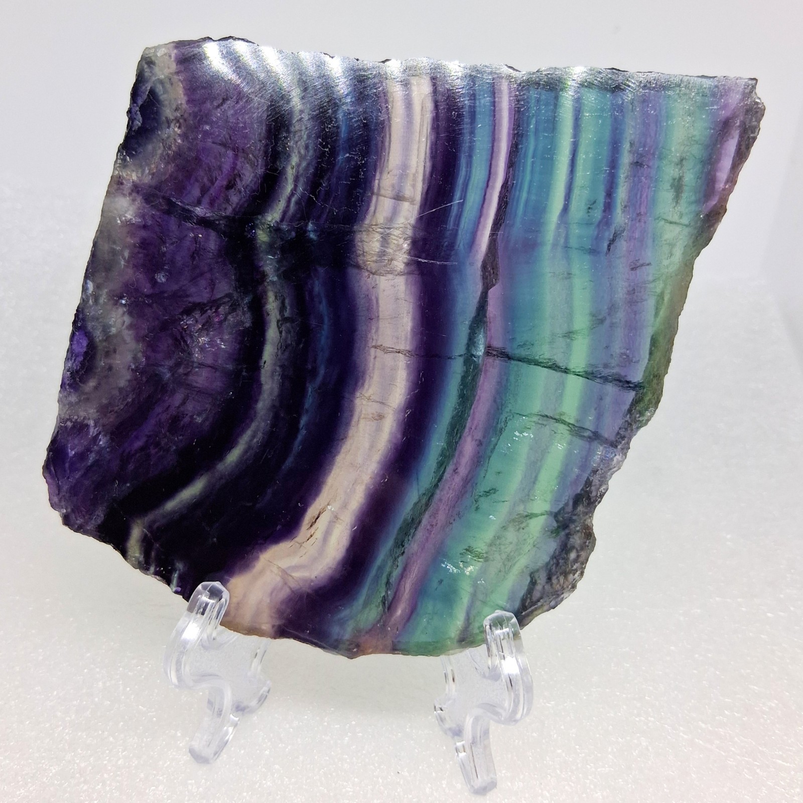 Large Purple Fluorite Crystal Slab Natural Polished Rainbow Fluorite Stone Slab