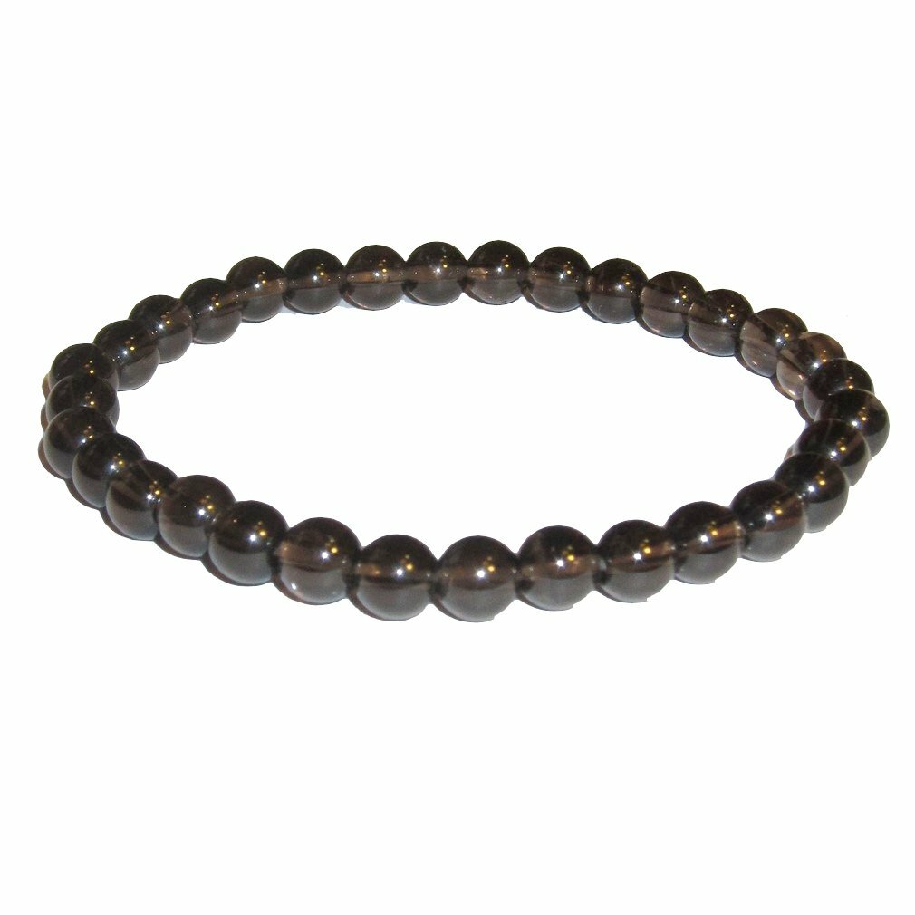 Smokey quartz Smooth Round Gemstone Beads Elastic Cord Bracelet 8 mm size