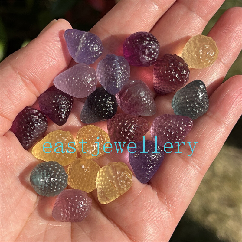5PCS Natural Fluorite Mini Strawberry Skull Quartz Crystal Reiki Healing Gem