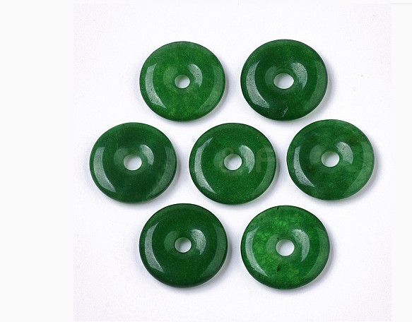 DARK GREEN JADE DONUTS 5 PIECES 30mm – Gorgeous Lucky Amulet – Nephrite Jade
