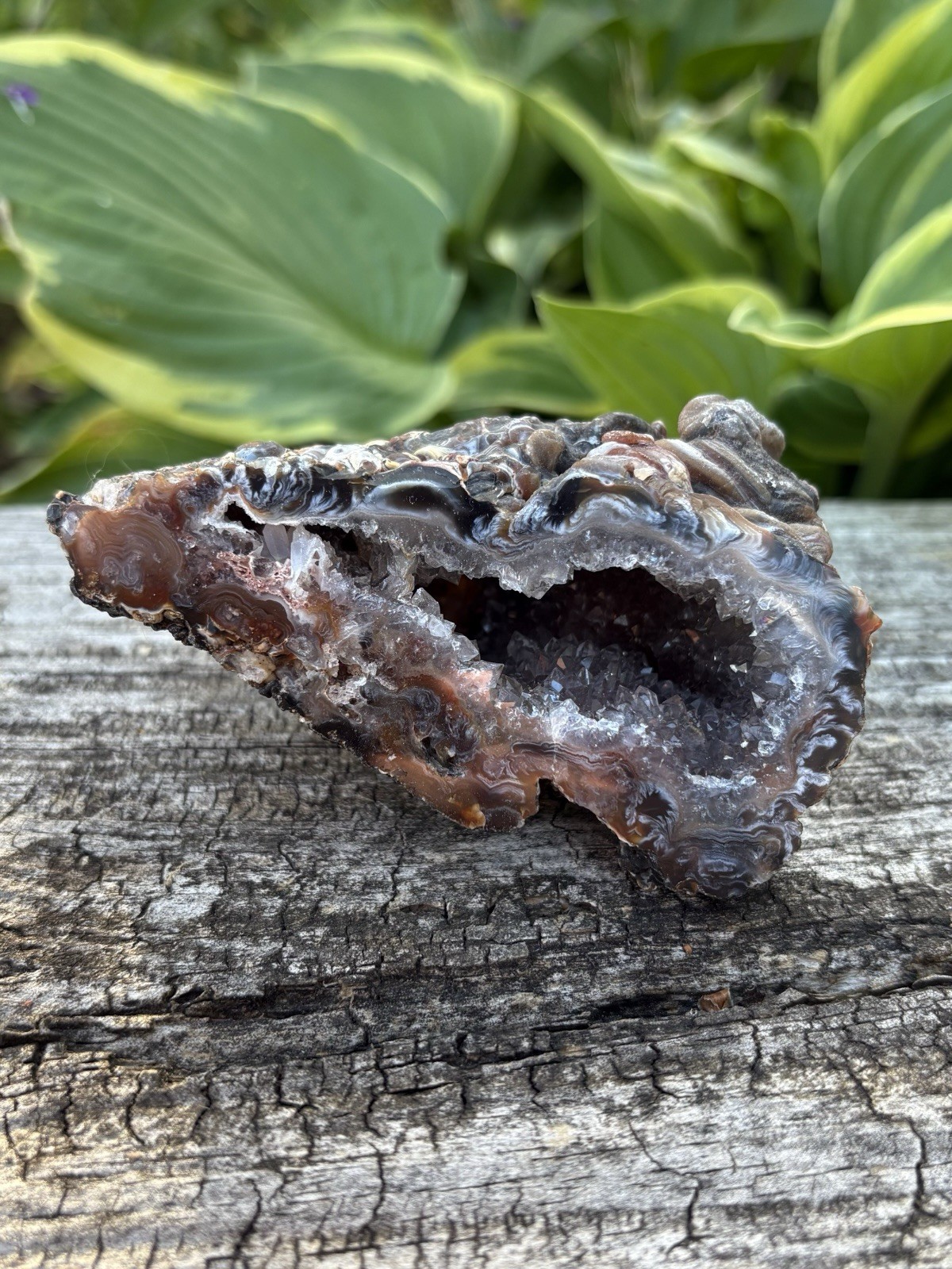 Large Druzy Agate Geode- Natural 3.7” Polished Face Agate Quartz Crystal Geode