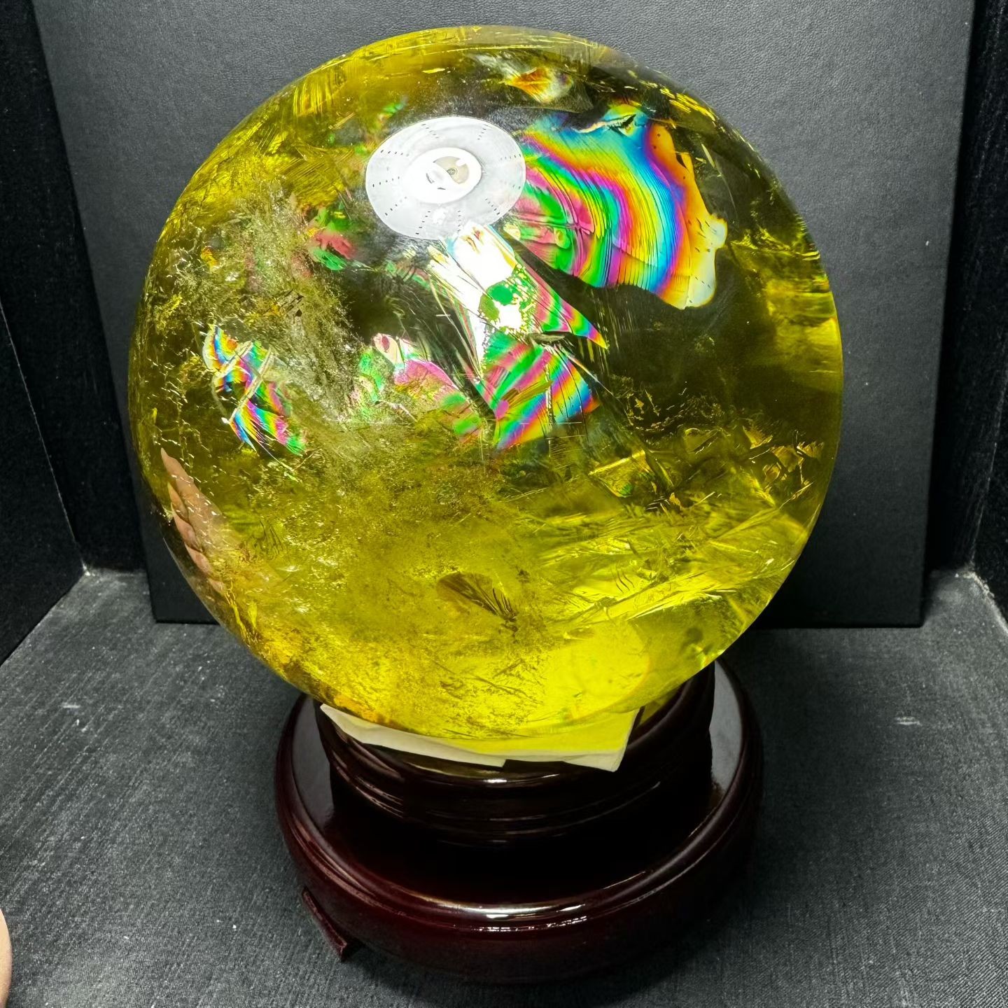 13LB TOP Natural Rainbow Citrine Quartz Sphere Carved Crystal Ball Reiki Energy