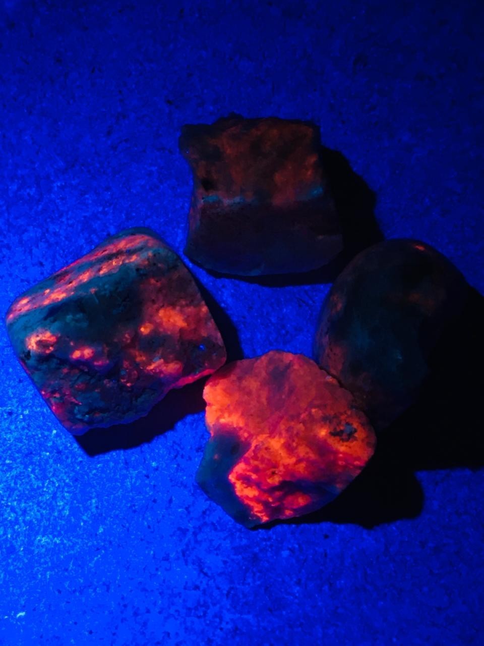 Hackmanite Rough Chips Natural UV Reactive Fluorescent Crystal Mineral 4 Pieces