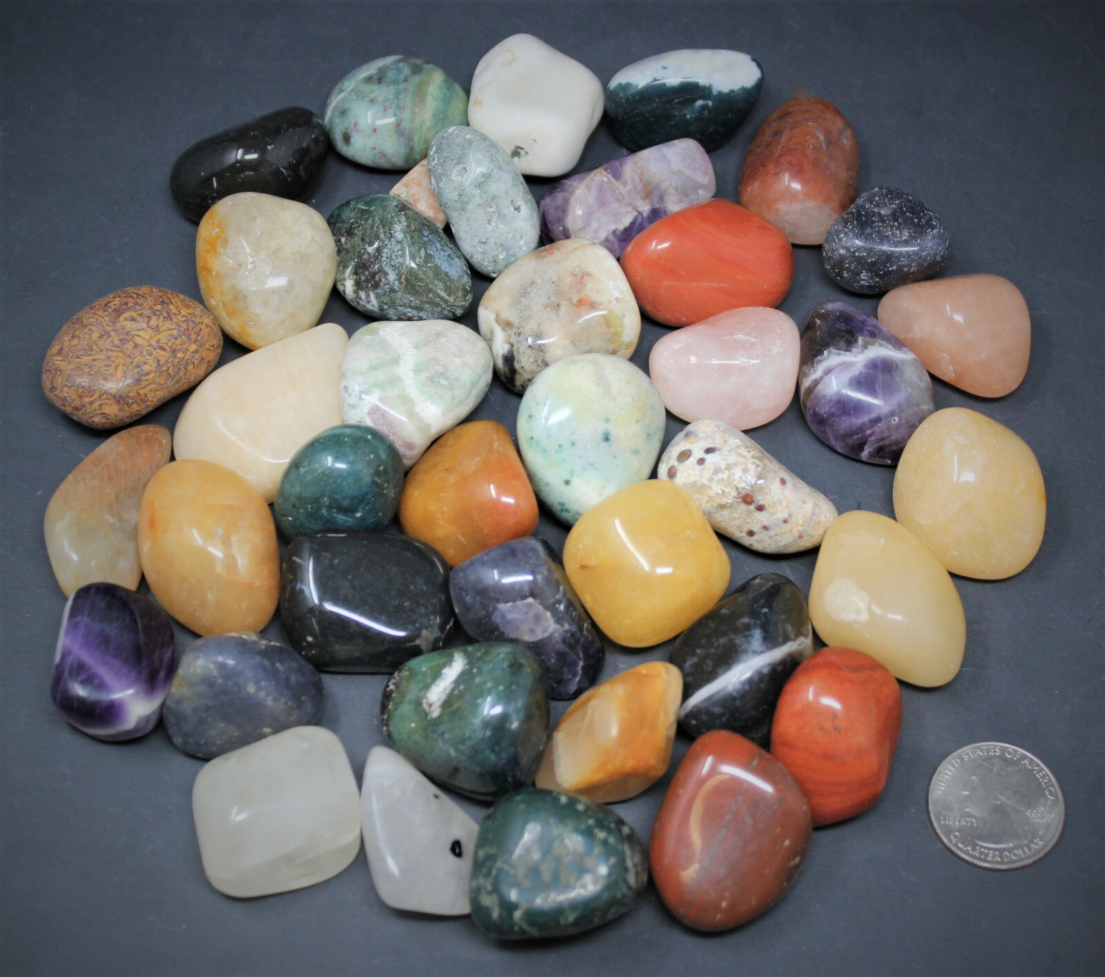 Assorted Mixed Tumbled Stones 2 lb Wholesale Bulk Lot LARGE Chakra Reiki Mix